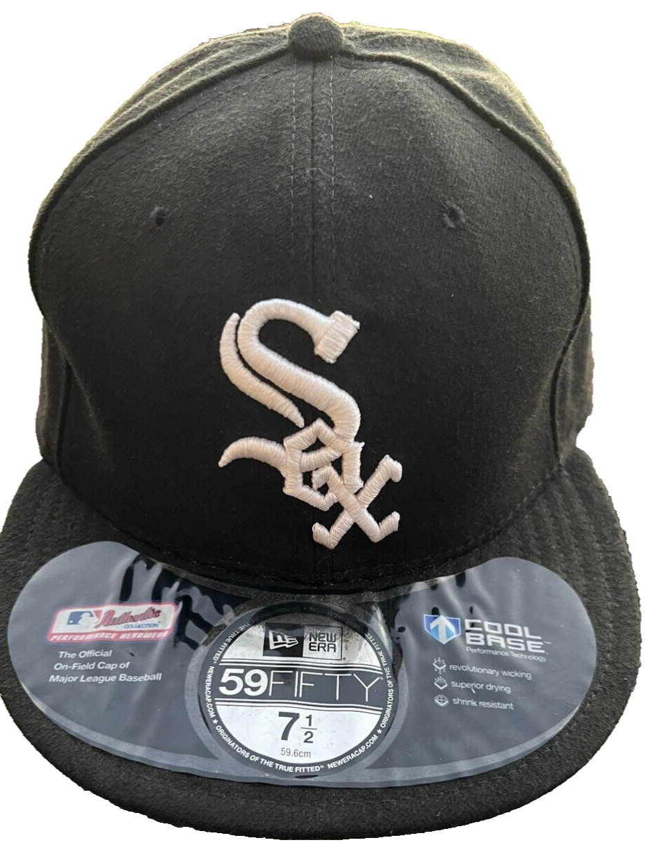 New Era 59FIFTY Chicago White Sox Fitted 7.5 Hat/ Cap Authentic MLB Black White
