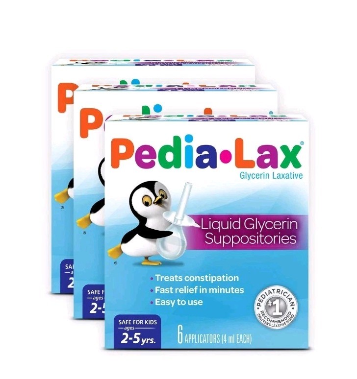 Exp. 7/26 Lot Of 3, Pedia Lax Liquid Glycerin Laxative, 6 Applicators Each