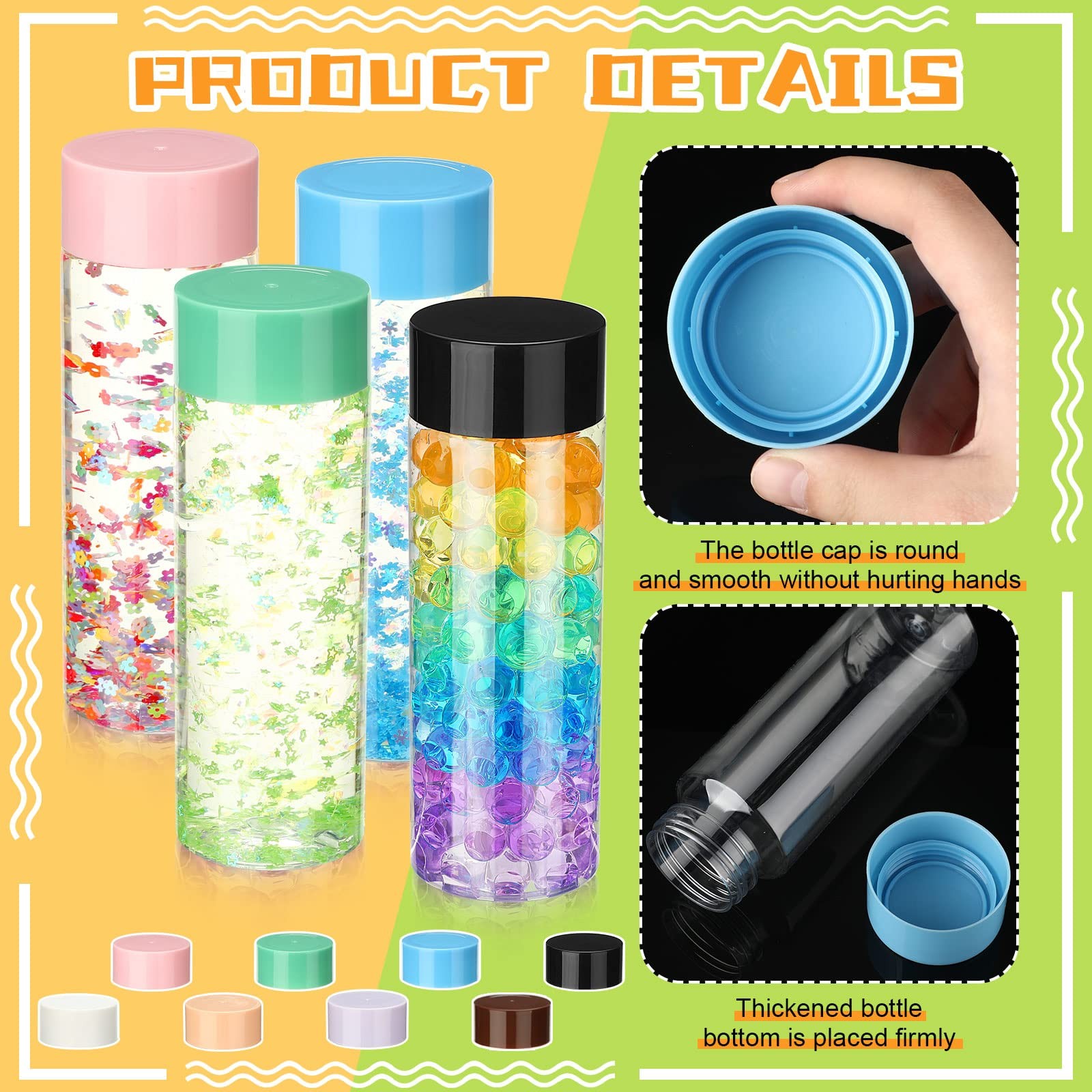 16 Pcs Empty Plastic Sensory Bottles with Lids Reusable Clear Plastic Sensory...