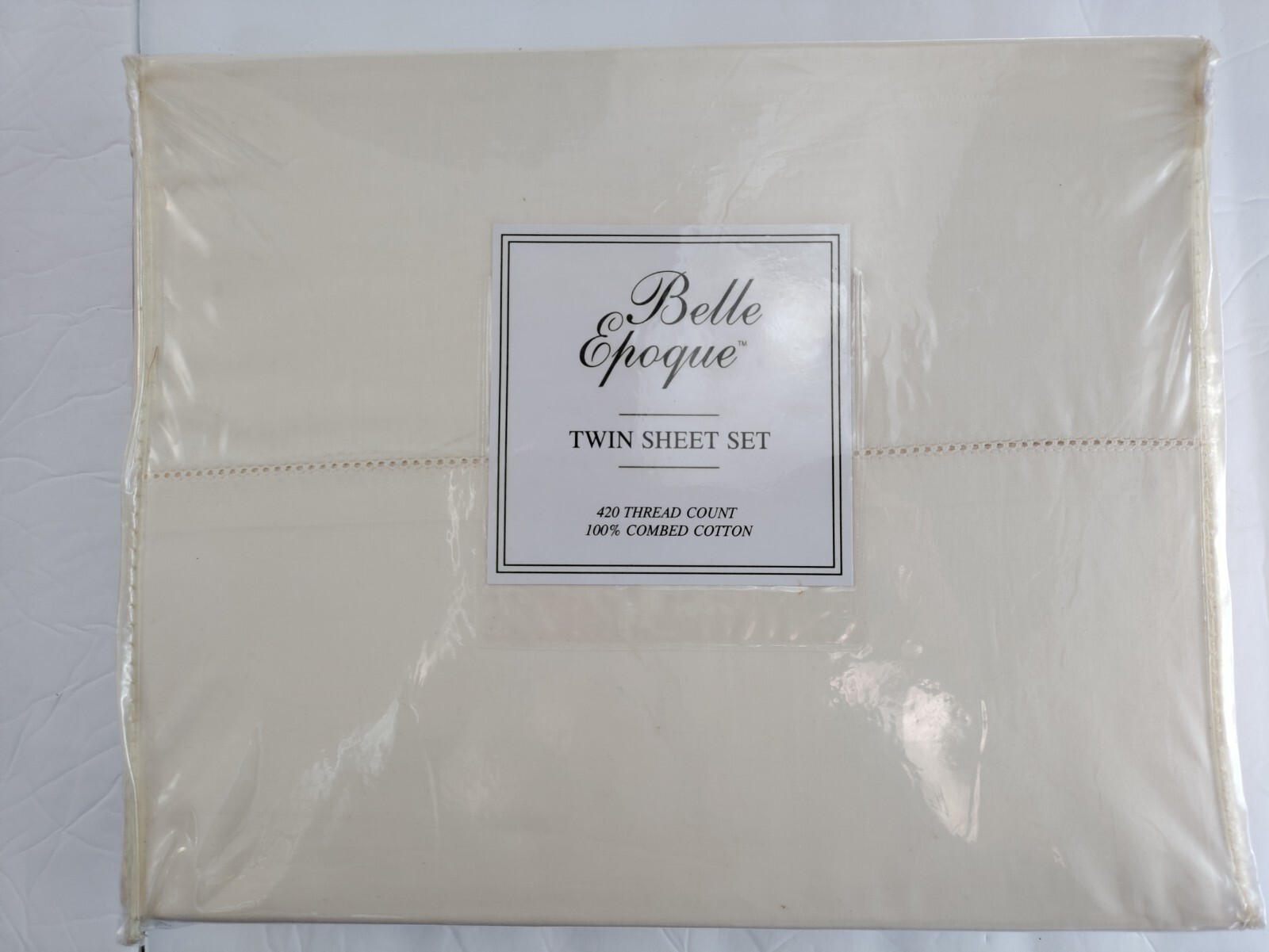 Belle Epoque Twin Sheet Set 420 Thread Cotton Champagne Cream Yellow Vintage NIP