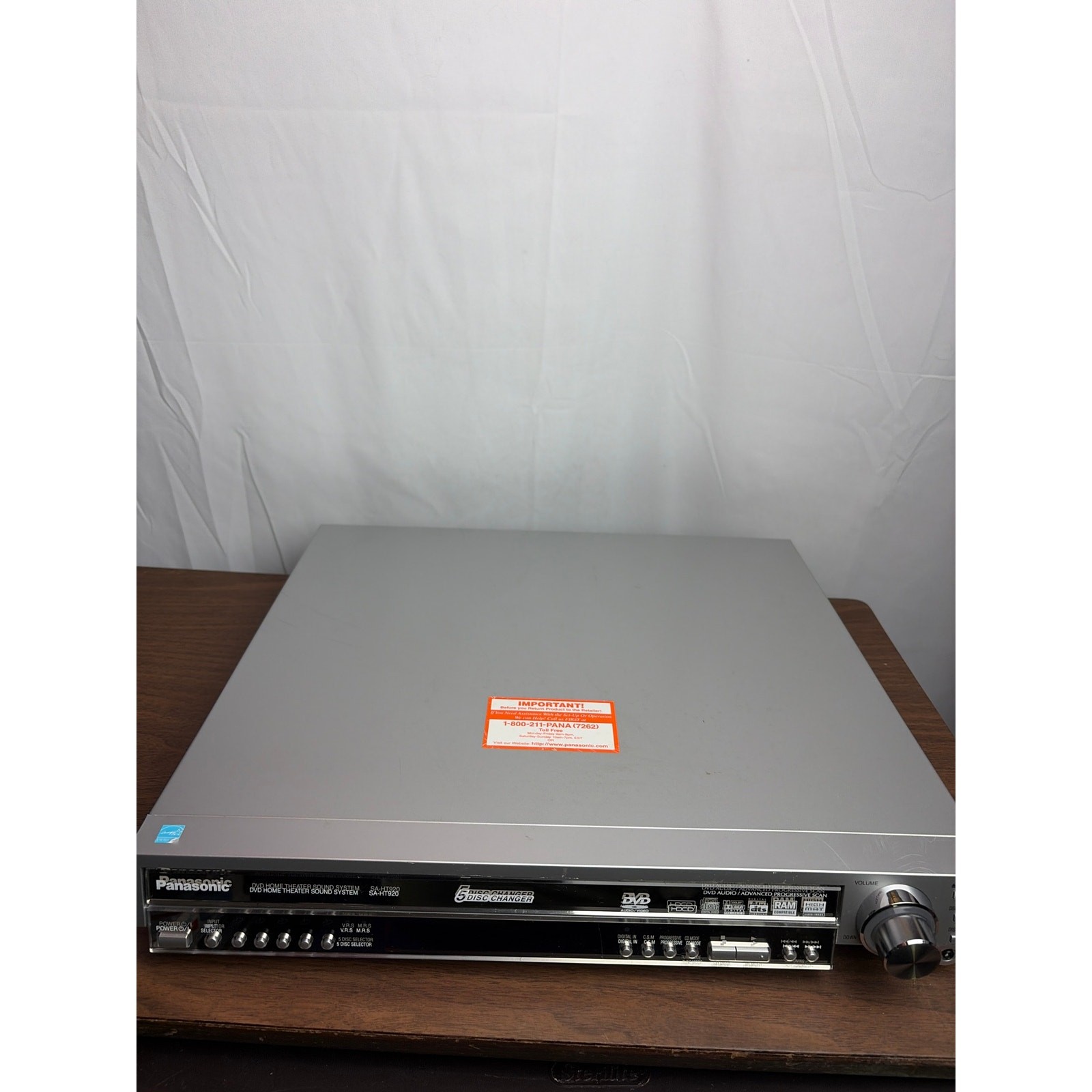 Panasonic SA‑HT920 5‑Disc DVD CD Changer Home Theater Receiver Untested No Cord