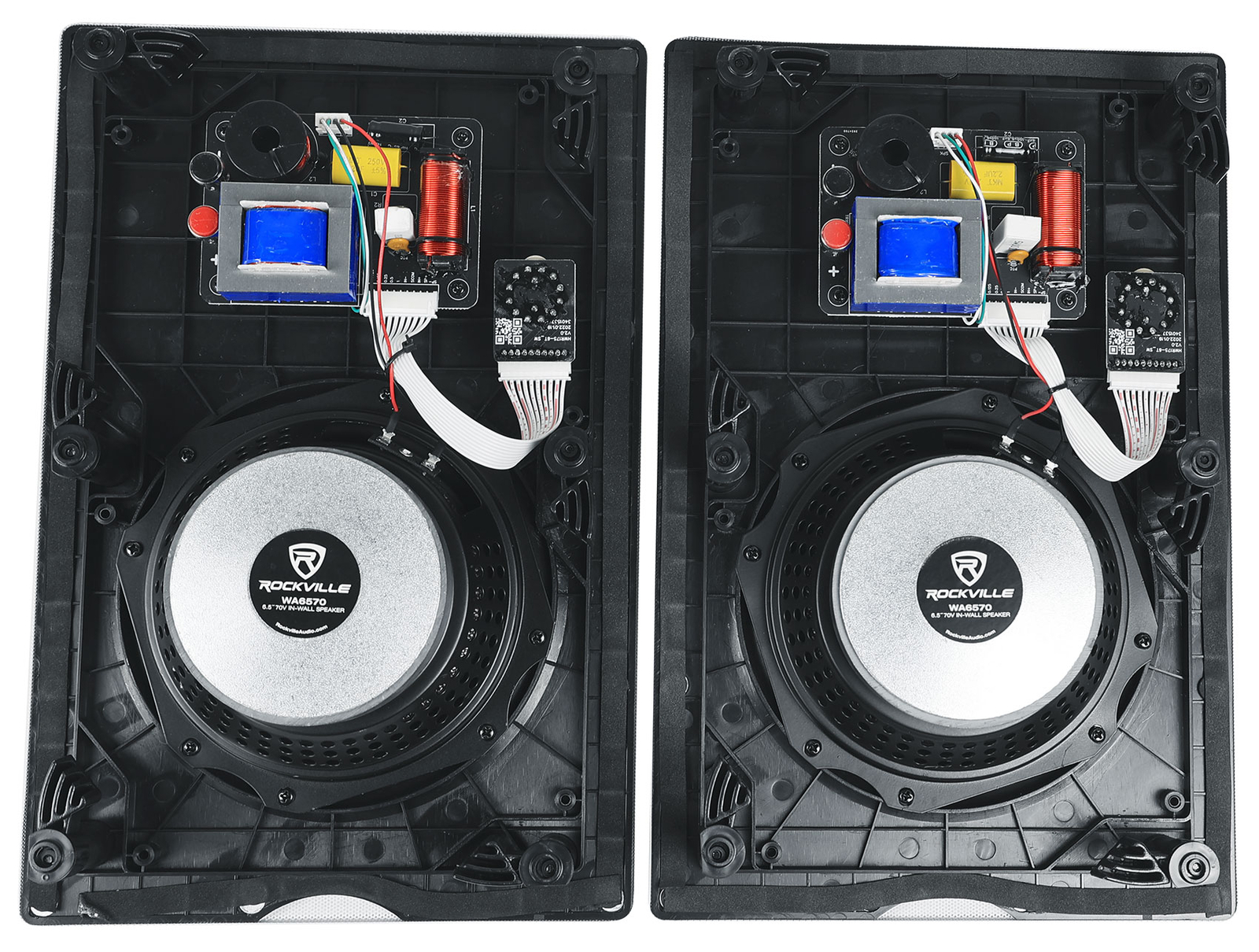 (6) Rockville WA6570 6.5" 70V Commercial/Restaurant In-Wall Speakers+Amplifier