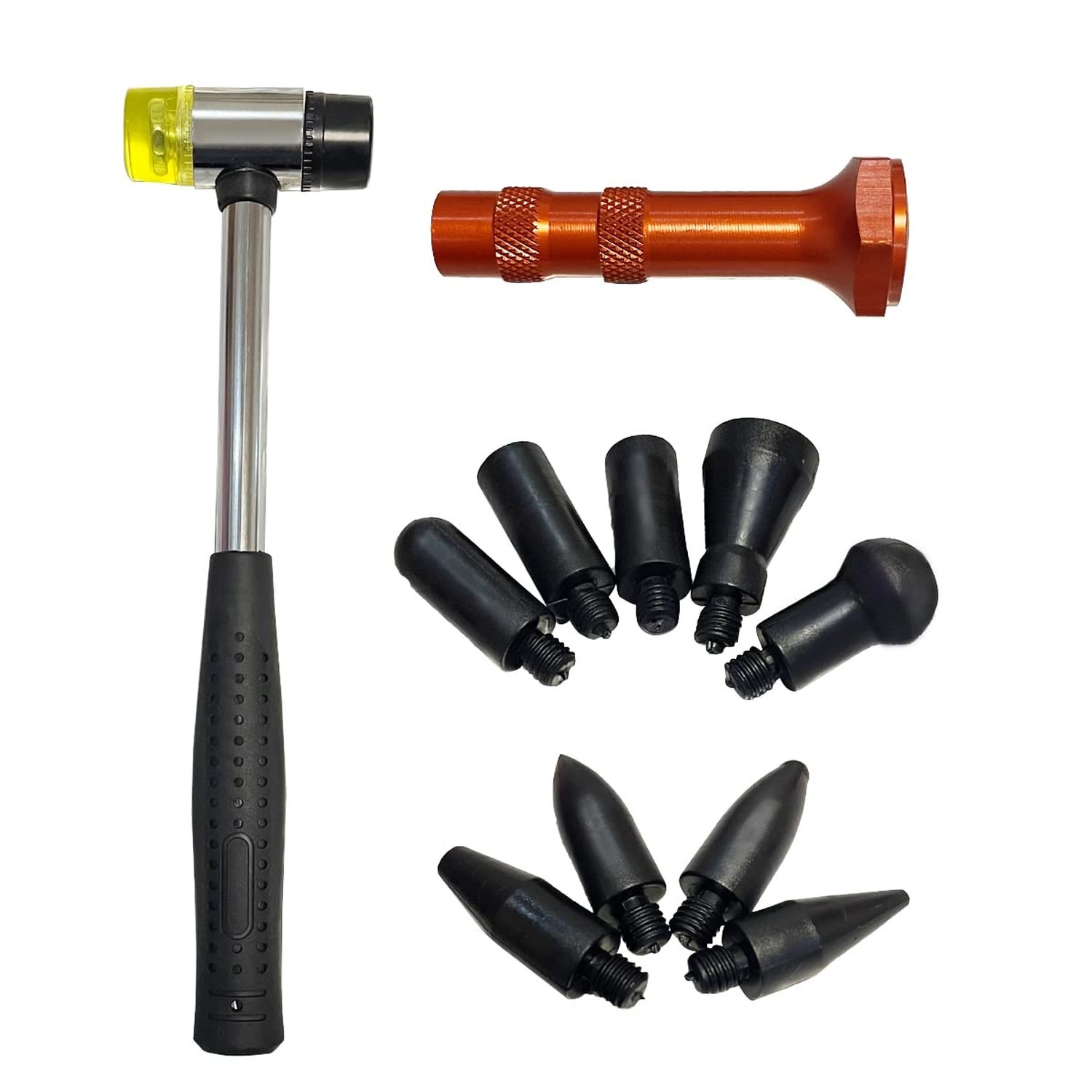 10Pcs Dent Repair Tool Kits inclued Rubber Hammer and 9 Pcs Heads Tap Down To...
