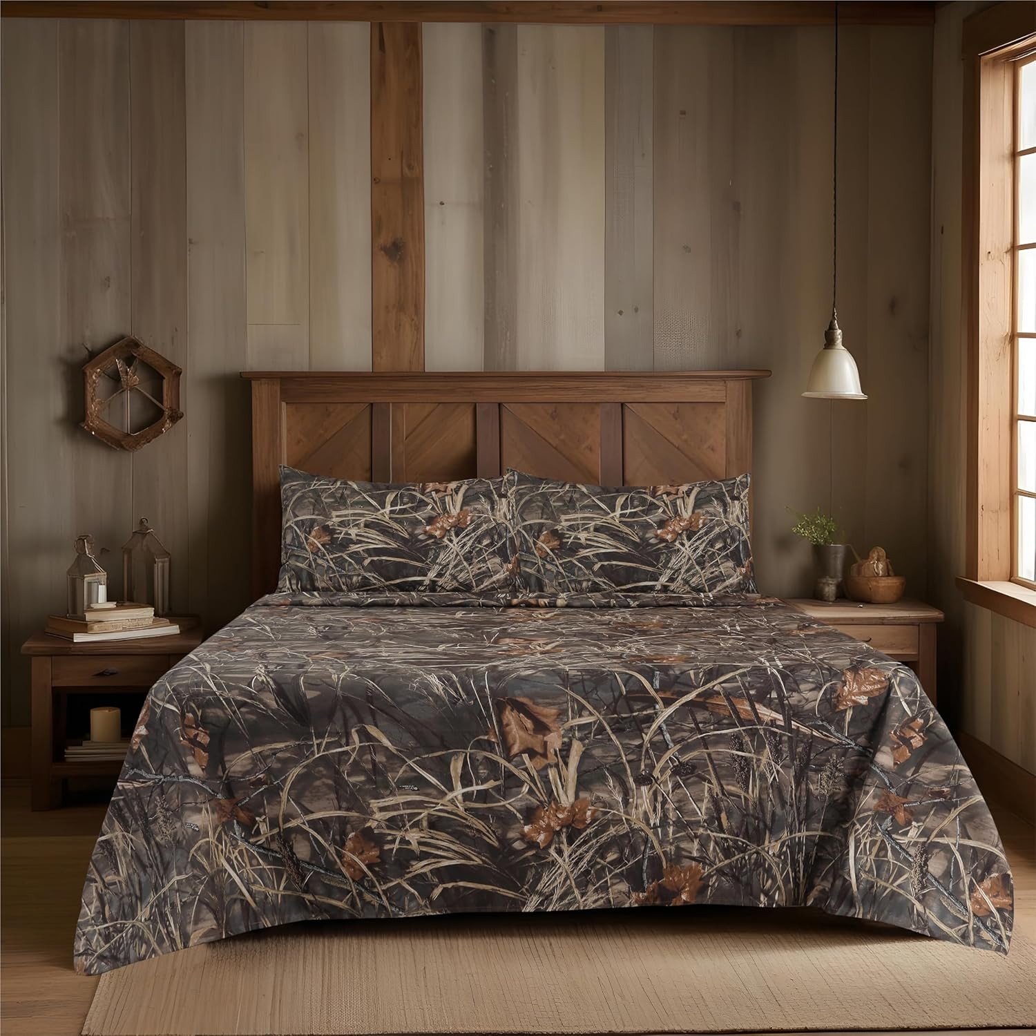 Realtree All Purpose Camo Bedding Queen Sheet Set 4 Piece Polycotton Rustic