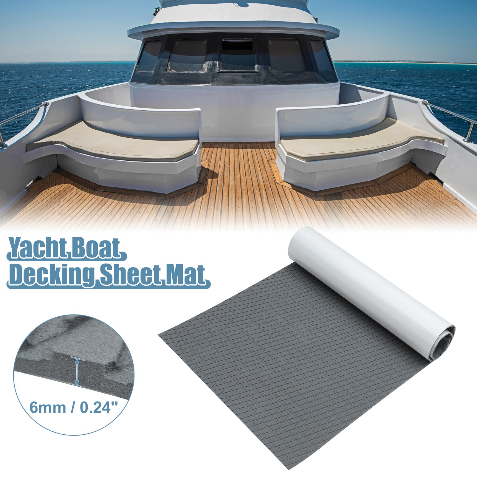 1 Pcs 47.24"x21.65" EVA Faux Teak Decking Sheet Carpet for Boat Yacht Gray