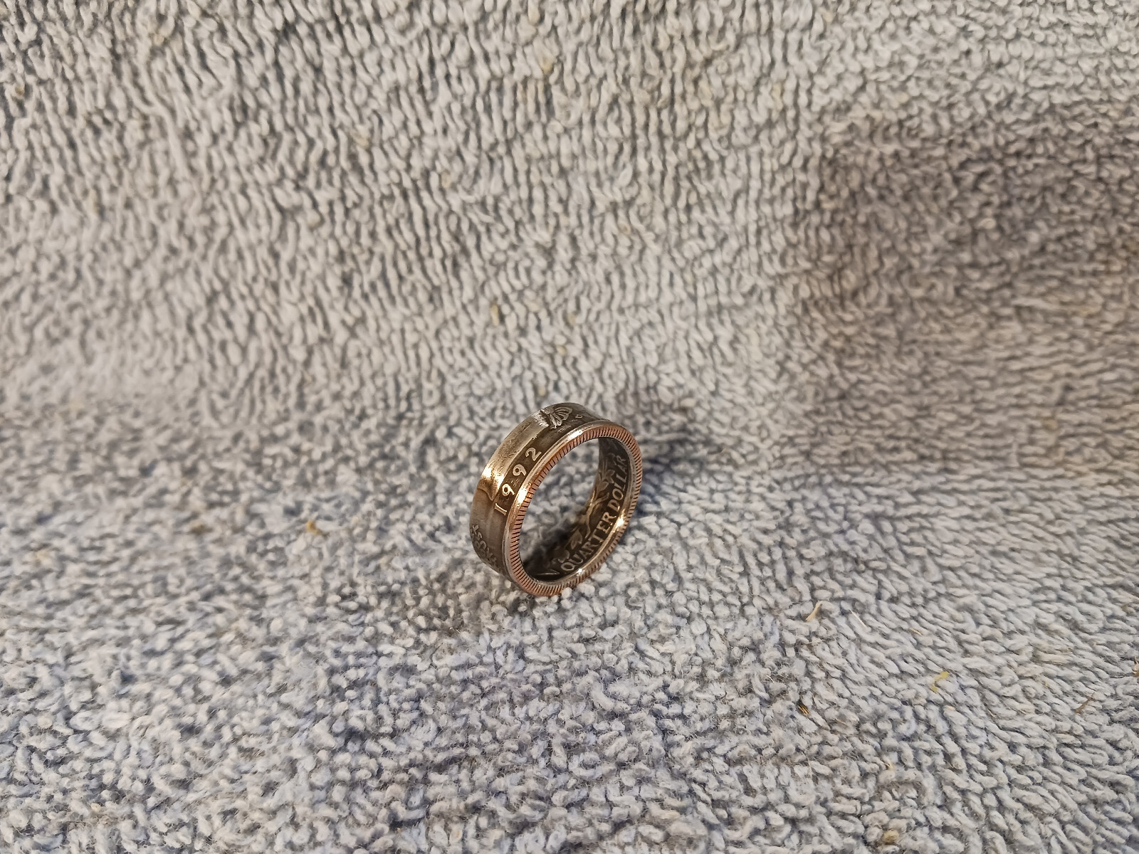 1992 Handcrafted Washington Quarters coin ring, size 6 -1/2 (A)