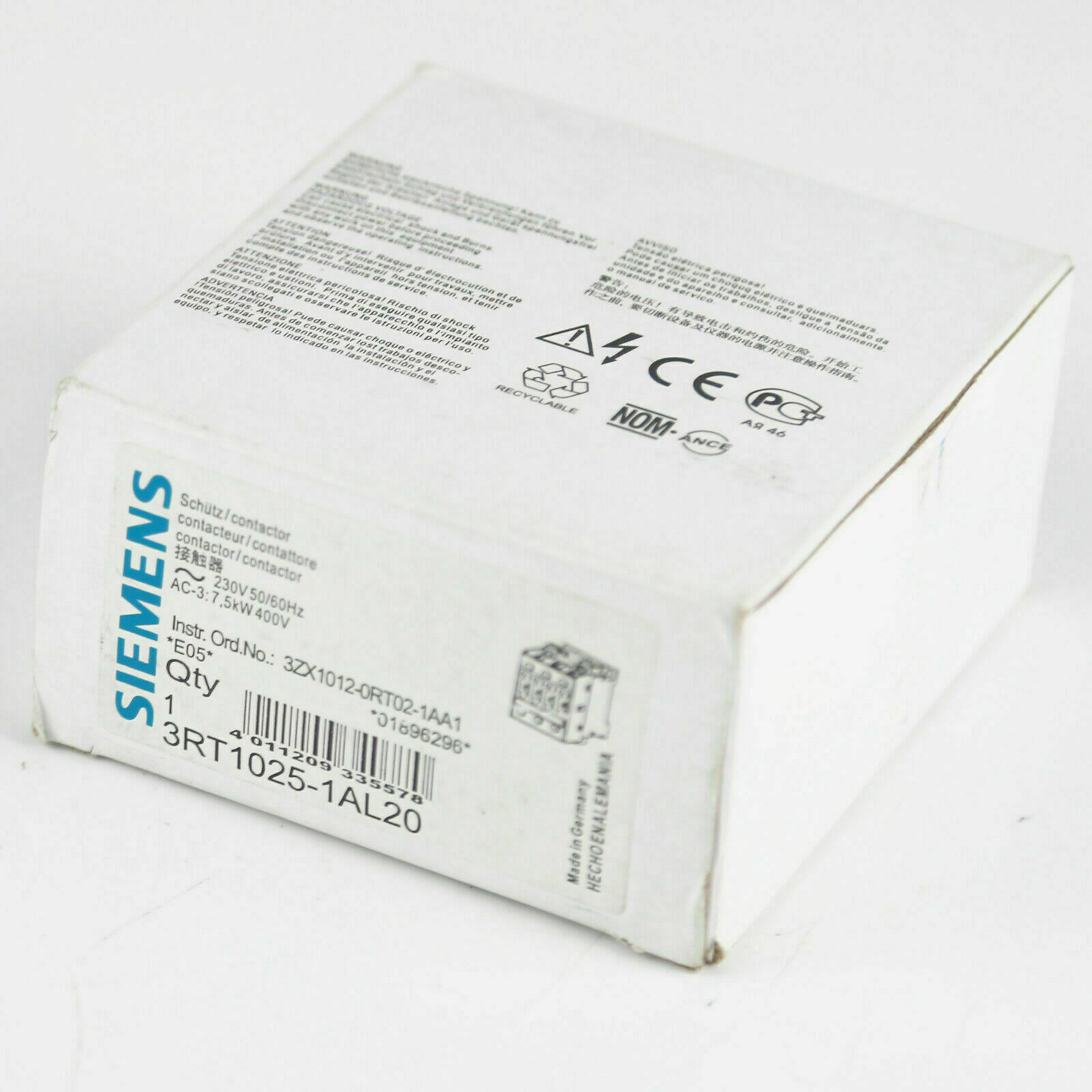 NEW Siemens 3RT1025-1AL20 Contactor 230V 60HZ
