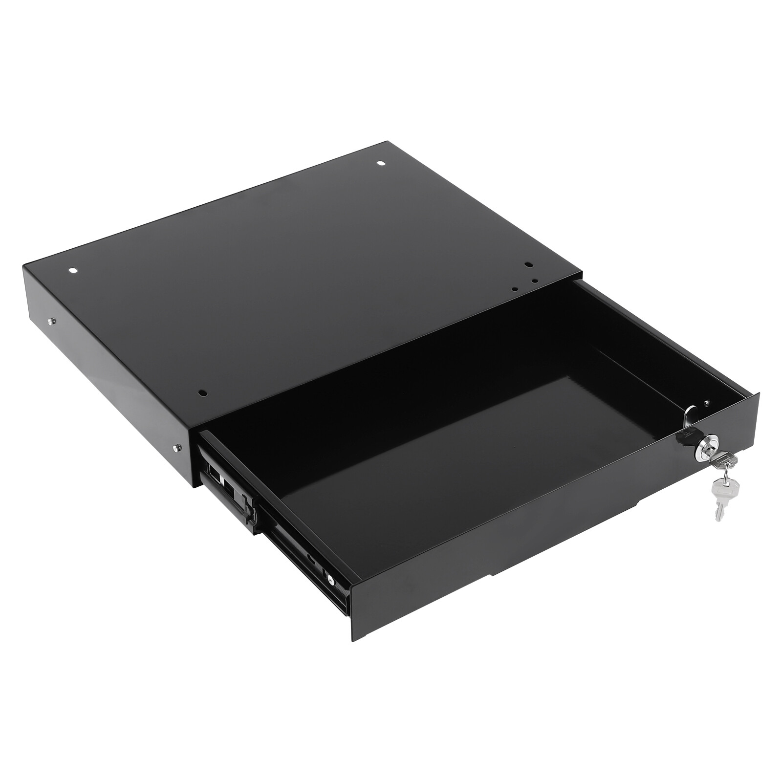 Under Desk Mounted Drawer Storage Sliding Out Tray Black Space Saver With Keys