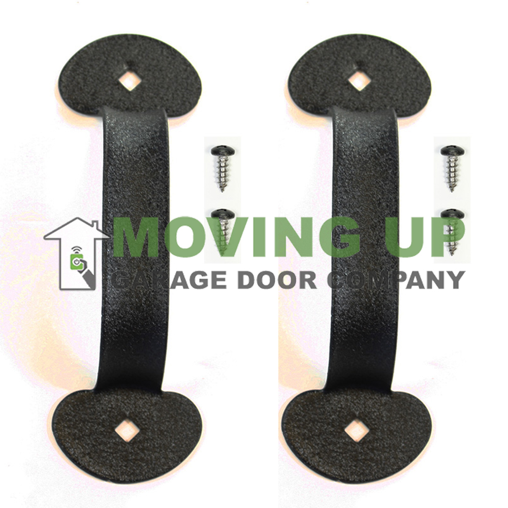 Garage Door Decorative Lift Handles Colonial 7" Black Set of 2 + Hardware