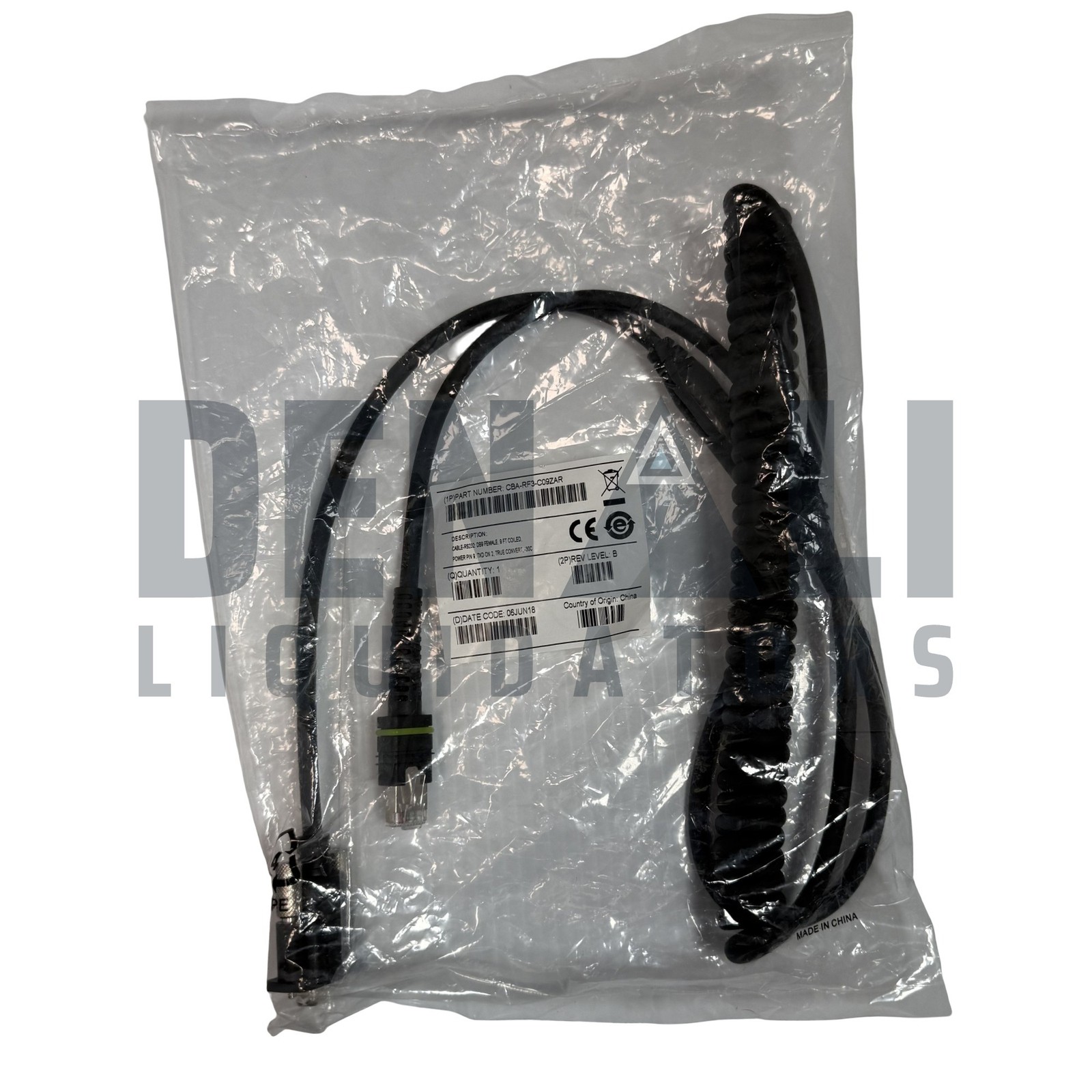 Zebra CBA-RF3-C09ZAR RS232 DB9 Serial Cable 9ft Coiled DS3608 DS3678