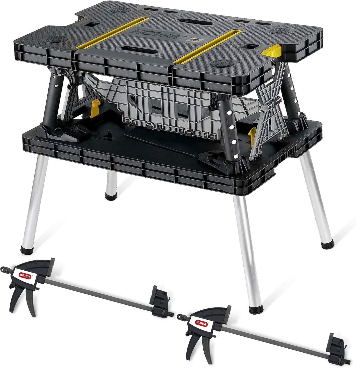 Heavy-Duty Folding Workbench W/ 1,000 Pound Capacity Foldable Work Table Garage