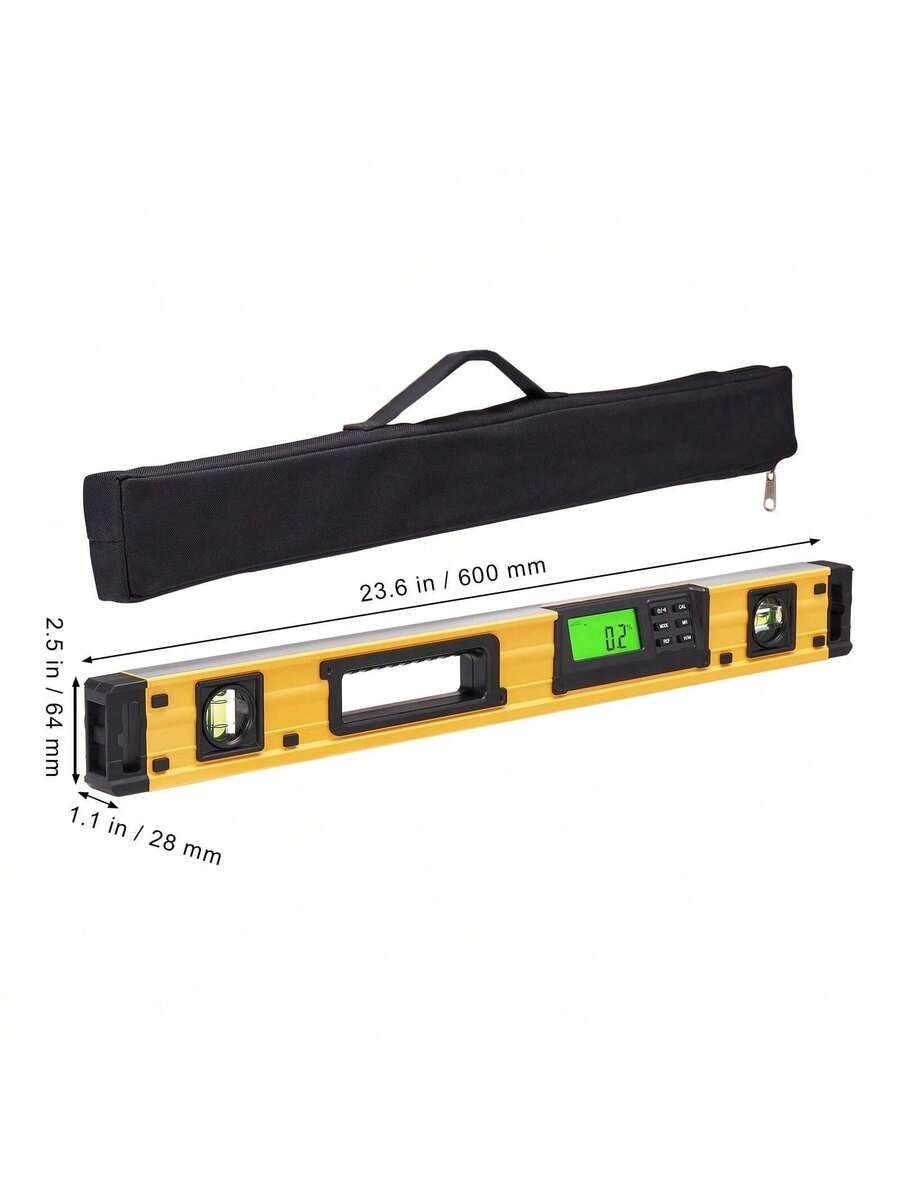 Torpedo level,24-level,featuring anLED-backlit display andbuilt-ingravity sensor