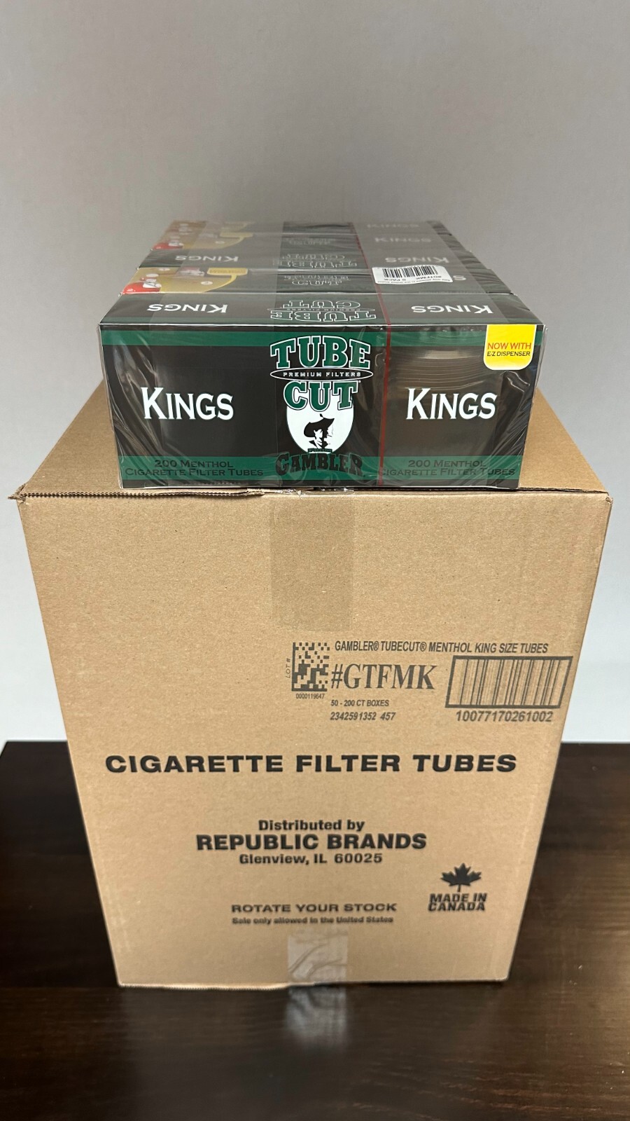 Gambler Tube Cut Menthol King Size RYO Cigarette Tubes - Full Case (10000 Tubes)