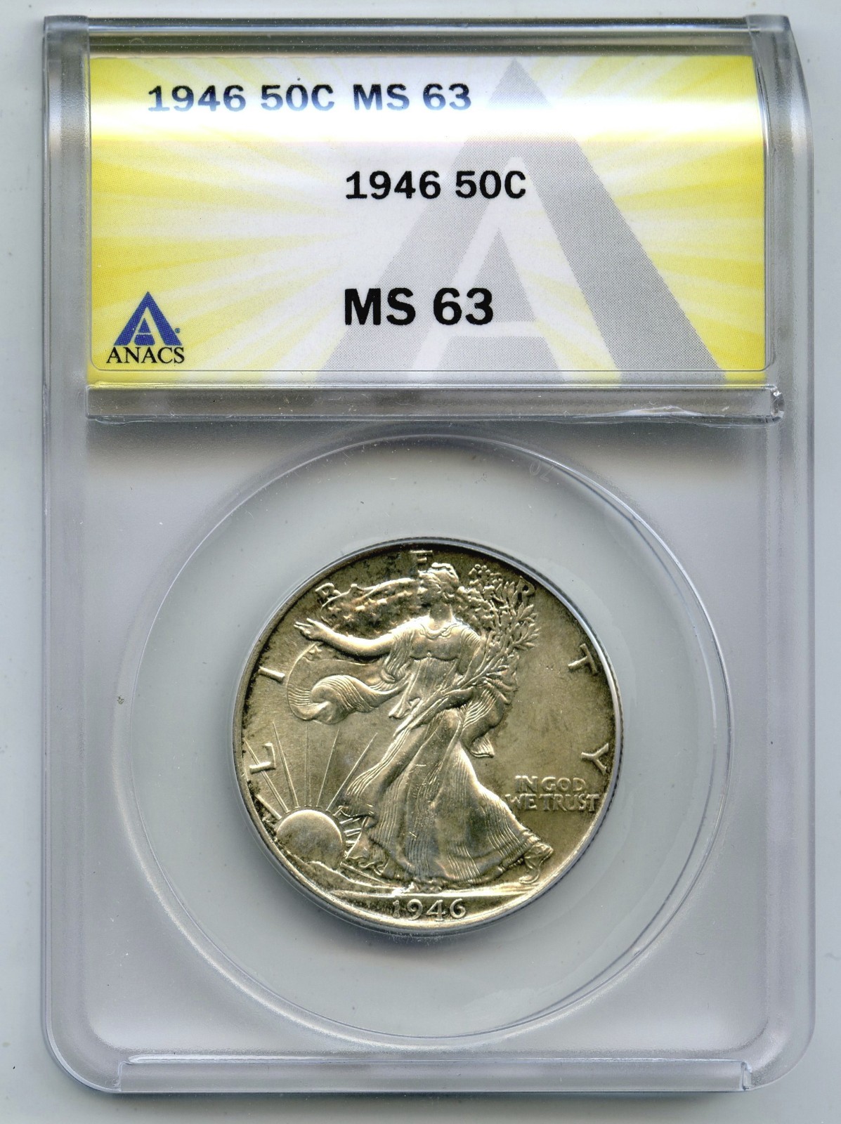 1946 Walking Liberty Silver Half Dollar ANACS MS63 Certified Philadelphia - R136