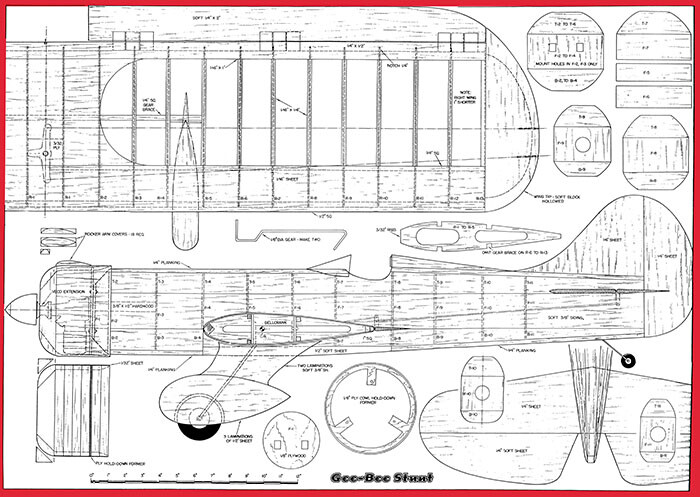Model Airplane Plans (UC): Extended GEE BEE 56" Stunt for .35 Engine