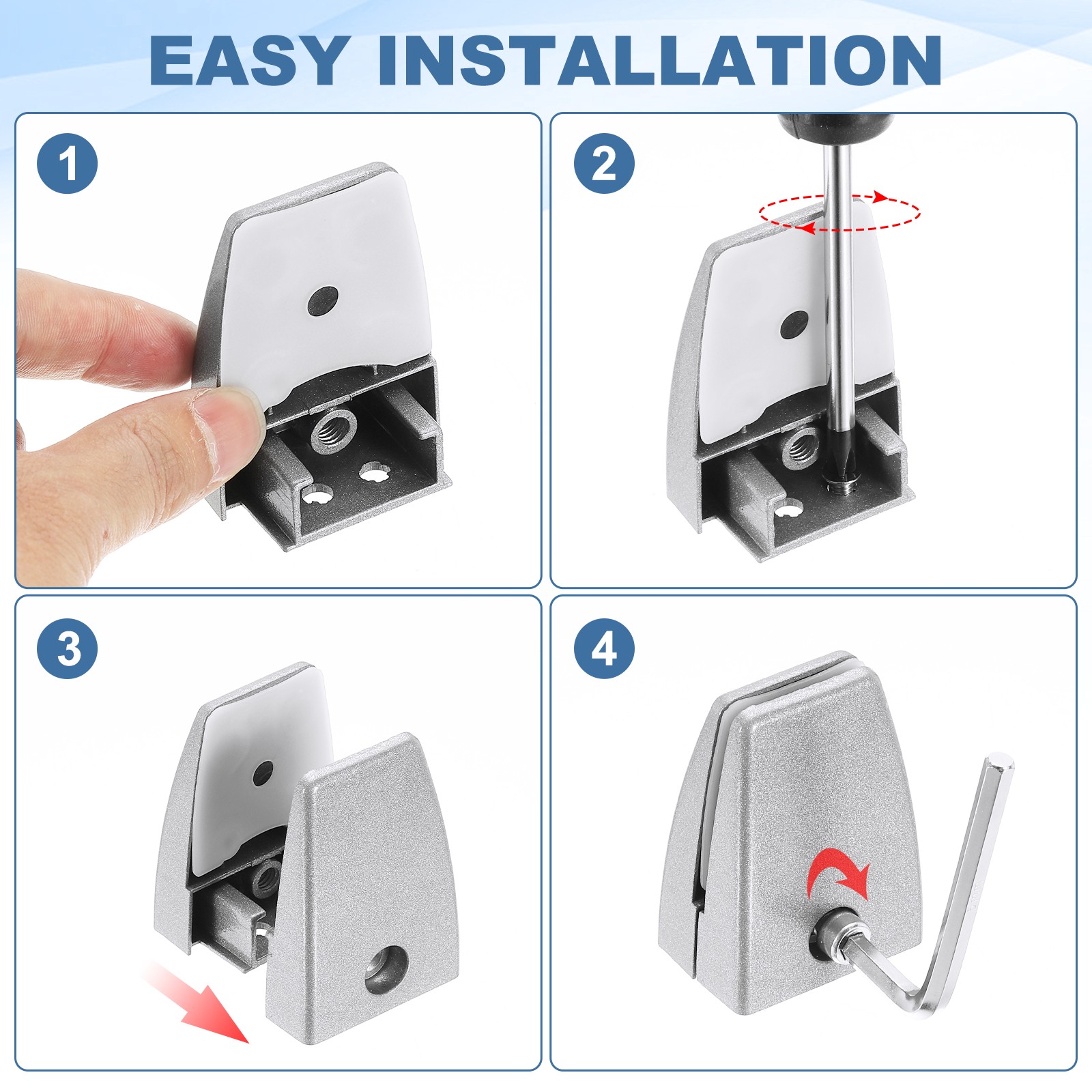 20 Pcs Adjustable Desk Divider Partition Clips, Sneeze Guard Support, Silver
