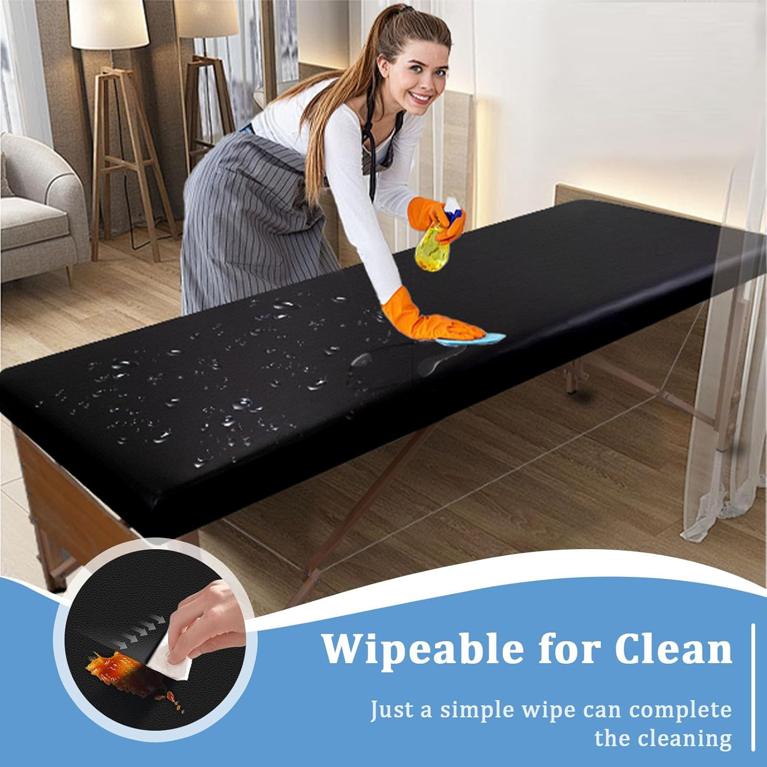 Leather Massage Table Cover Protector Wipeable Massage Table Cover Fitted Replac
