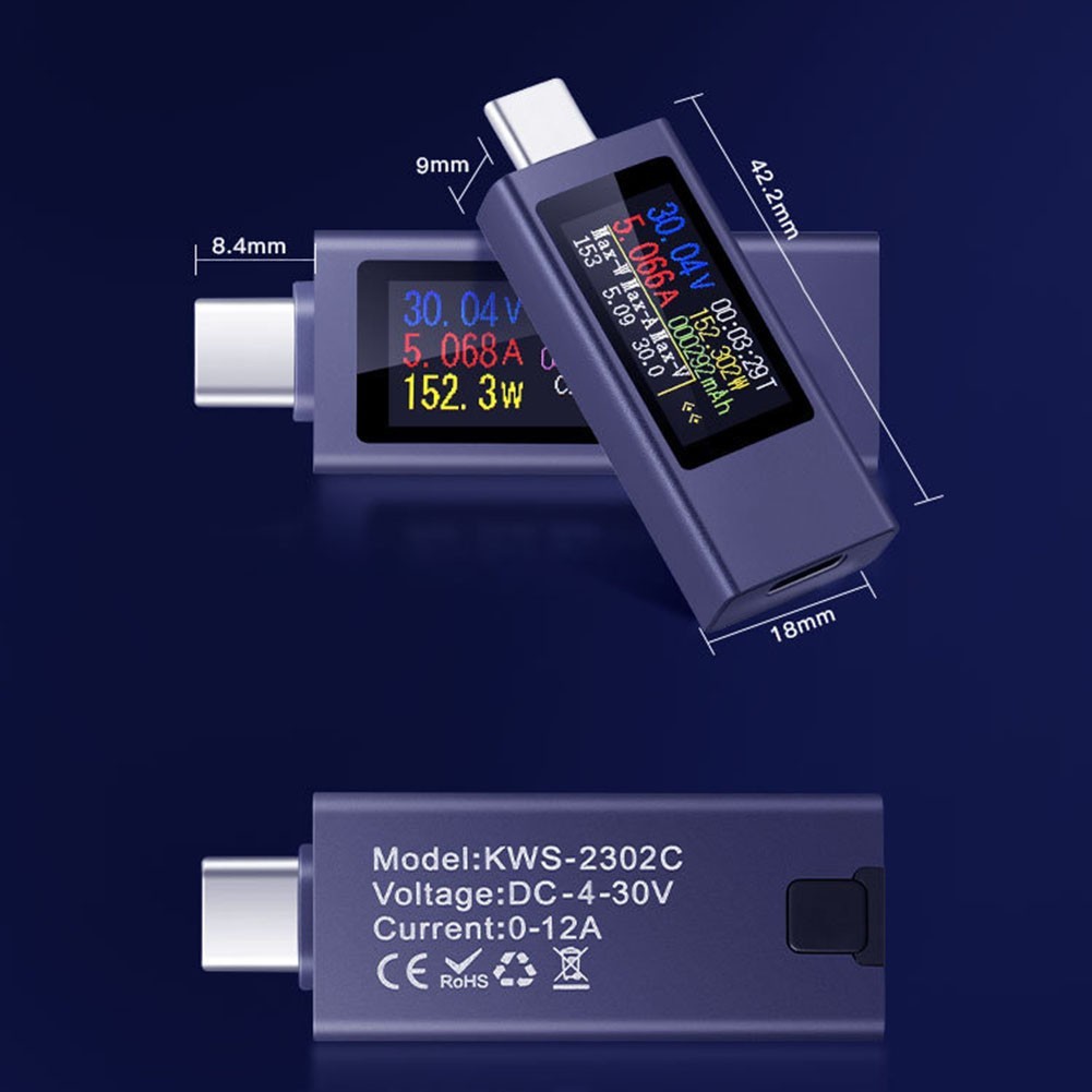 Tester Meter for Phone Charging Current Voltage Meter 2302C 240W