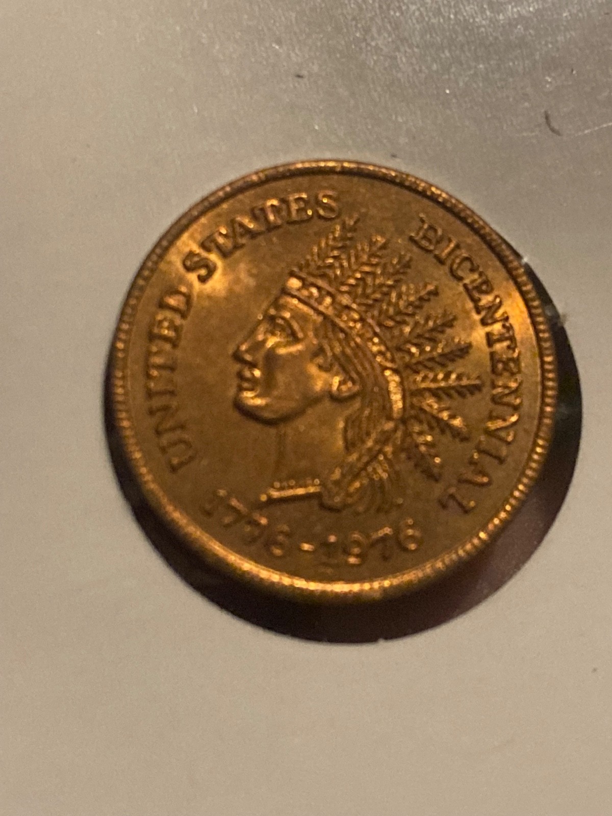 1776 -1976 Bicentennial Indian Battle of Brandywine  20 MM Copper