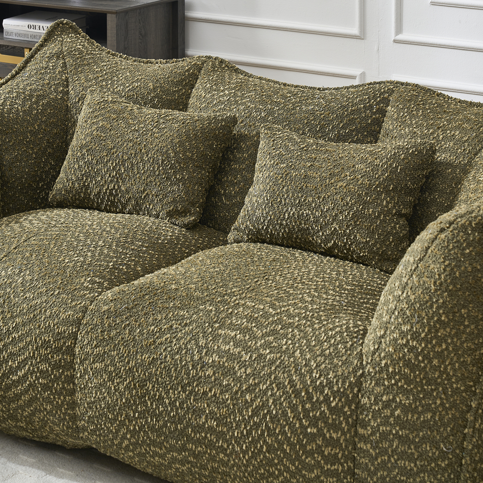 Bean Bag Chairs Lazy Sofa recliner high resilience foam core 2people Olive Green