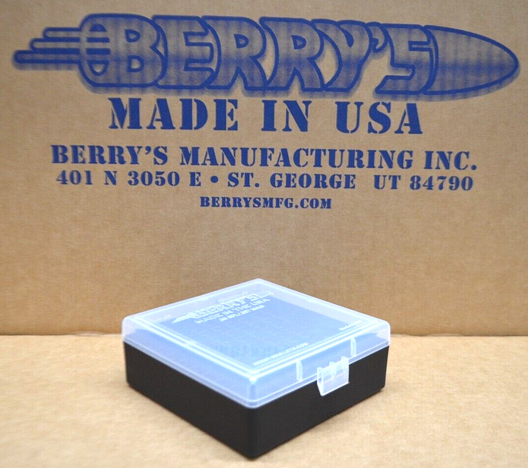 38 / 357 BERRY AMMO BOXES 100 RD PLASTIC HOLDER (CLEAR / BLACK) BUY 3 GET 1 FREE