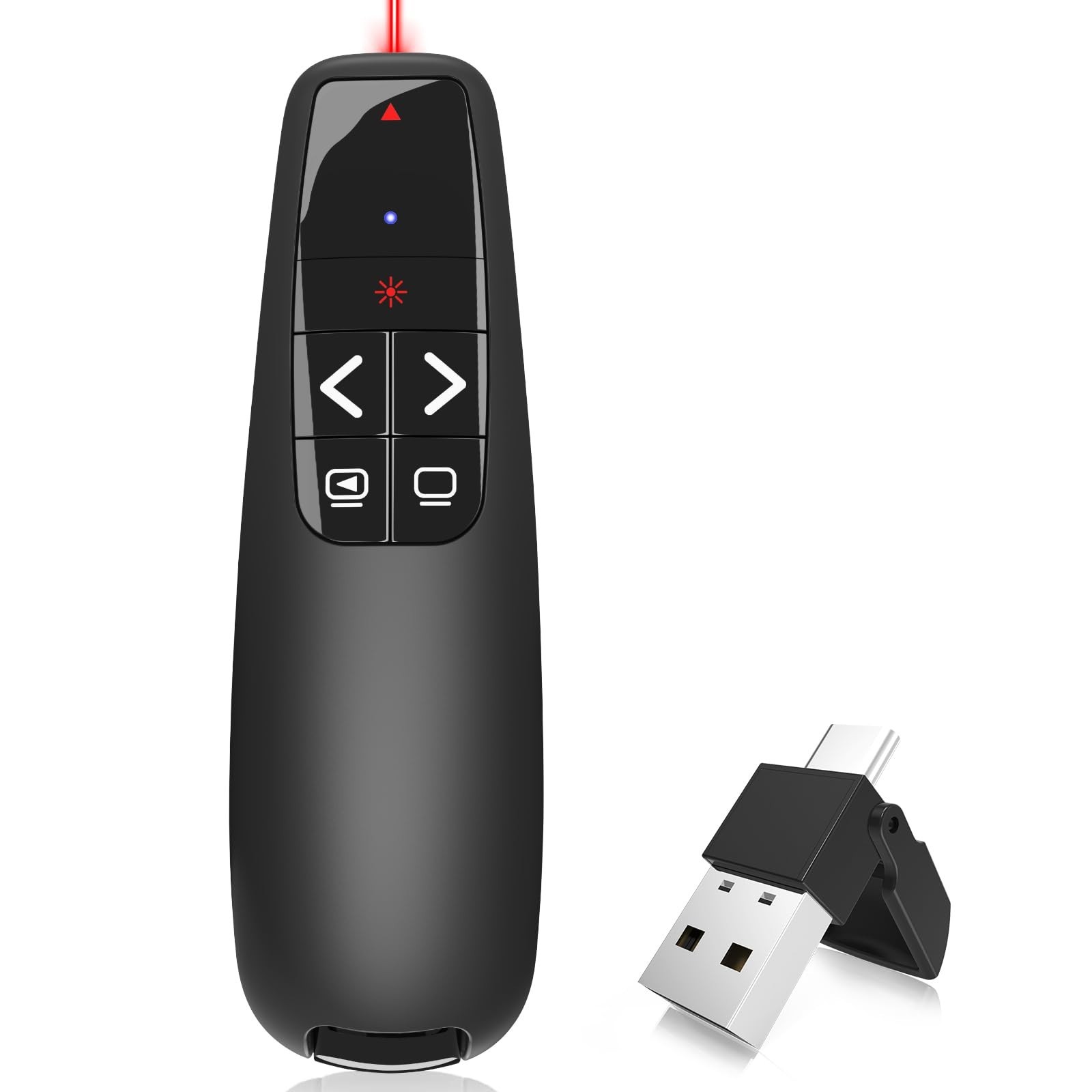 Wireless Presentation Clicker Remote - USB Type C Laser Pointer for PPT, Google