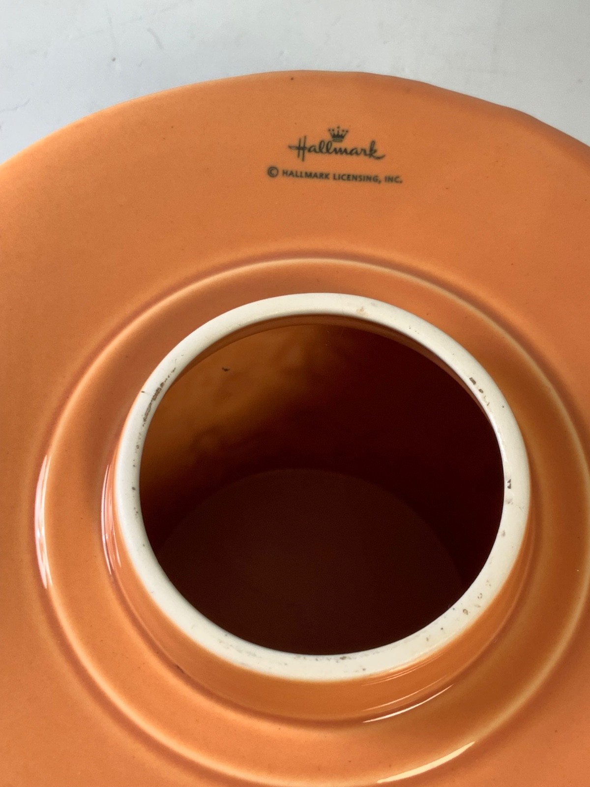Hallmark Autumn Orange Ceramic Candle Topper 6.75 in.