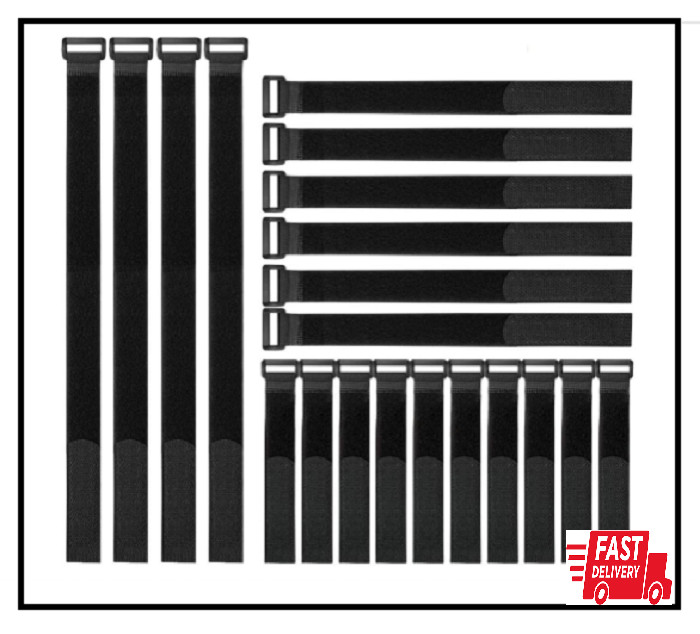 VELCRO Brand Bulk Pack 20 Reusable Fastening Cable Straps with Buckle Variety