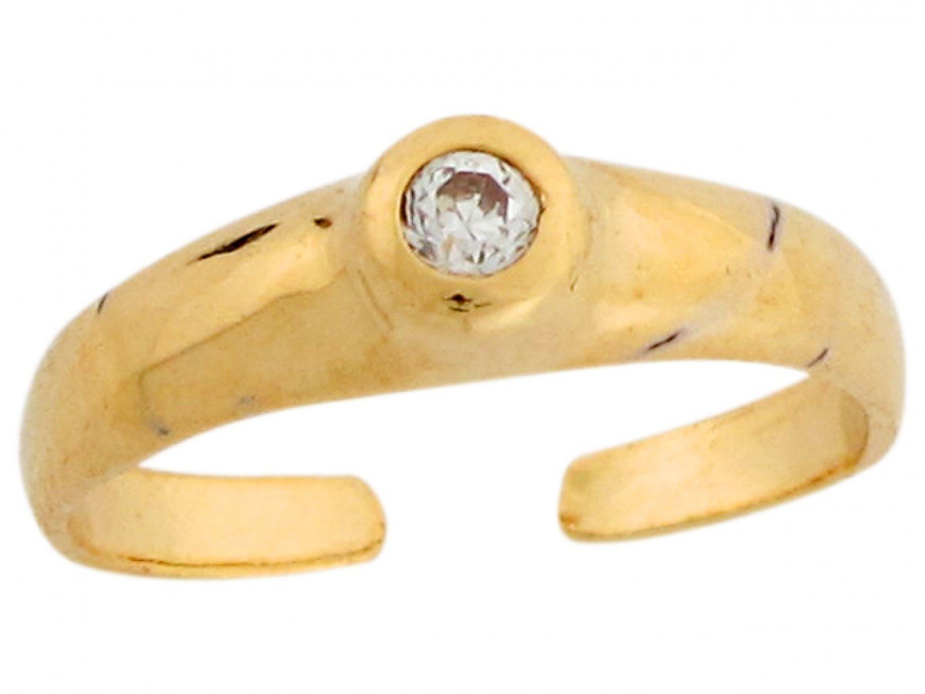 10k or 14k Yellow Real Gold White Solitaire CZ Sleek Ladies Toe Ring