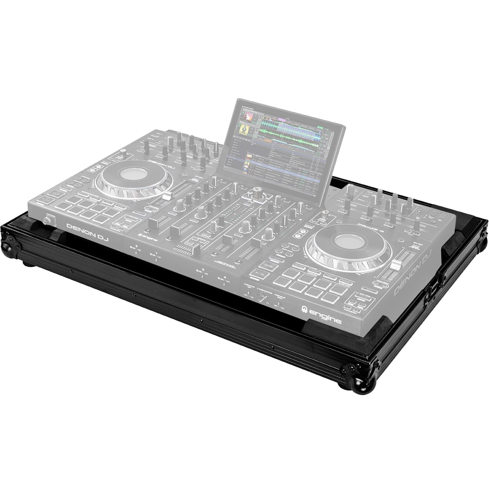 Odyssey FZDNPRIME4BL Black Low Profile Flight Case to fit Denon Prime 4 Contr...