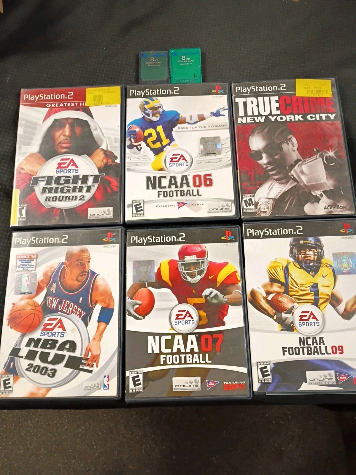 PlayStation 2 Game Lot Of 6, Memory Card Lot Of 2 ALL INCLUDED