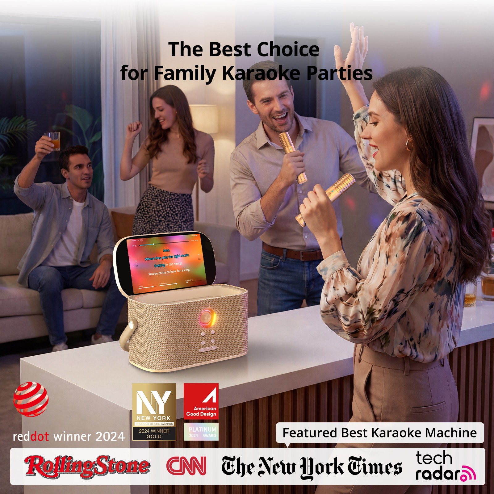 Ikarao Shell S2 Karaoke Machine, 140W Speaker, with Lyrics Display Screen & HDMI