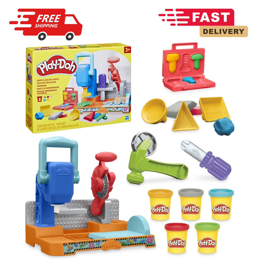 Play-Doh Stamp & Saw Tool Bench Preschool Toy Playset FREE SHIPPING Fast Deliver