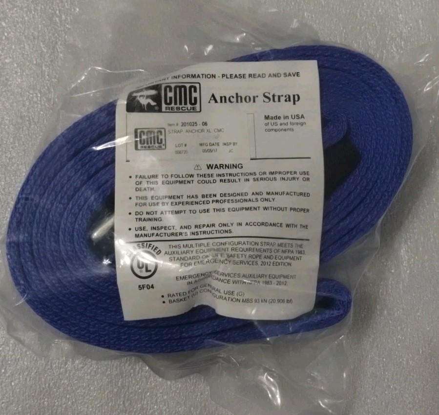 CMC  Rescue Anchor Strap XL Blue 201025-06 BRAND NEW Made In USA