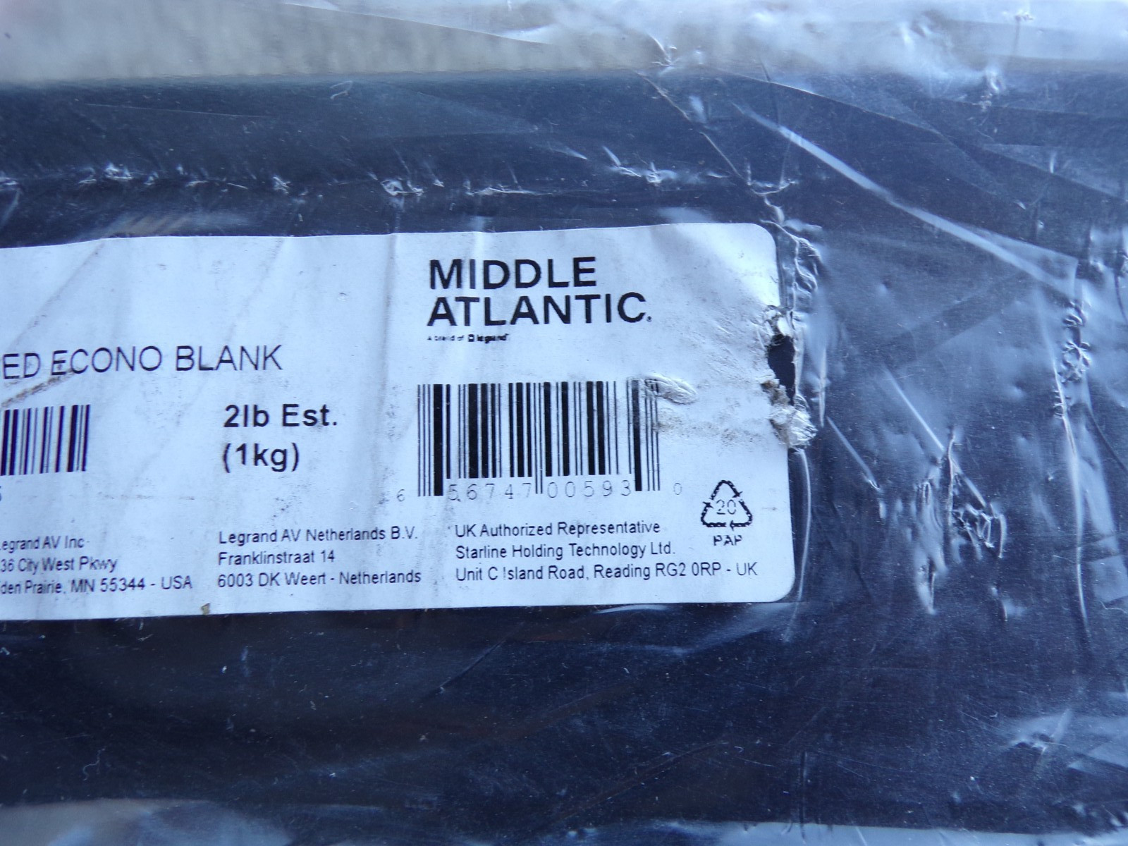 Middle Atlantic EB Series Flanged Blank Panel EB2 - @dL
