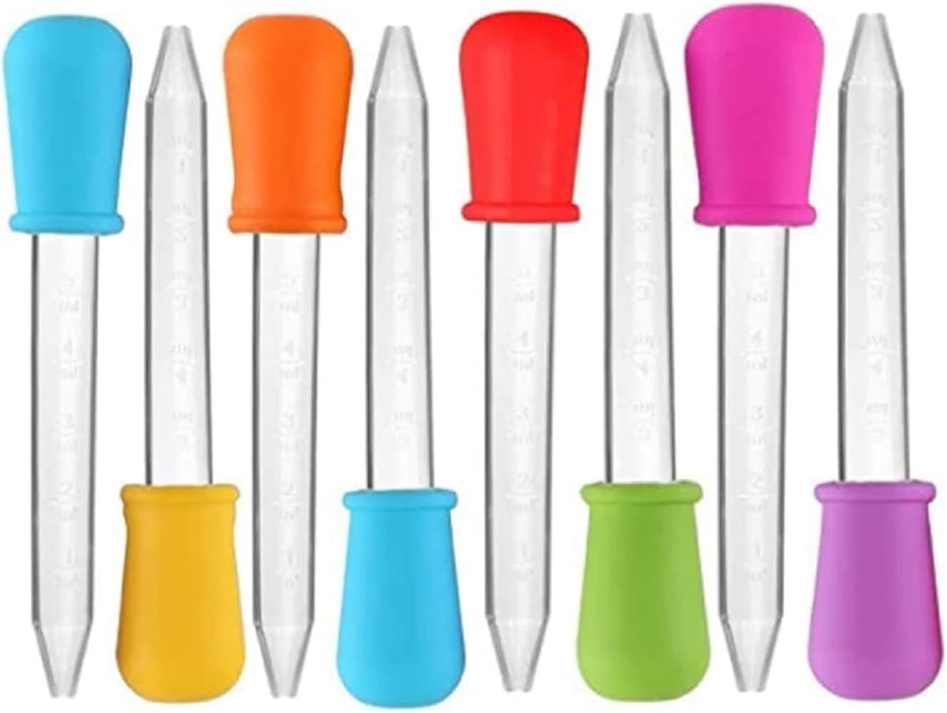 5ml Liquid Droppers Clear Medicine Silicone and Plastic Pipettes Eye Dropper wit