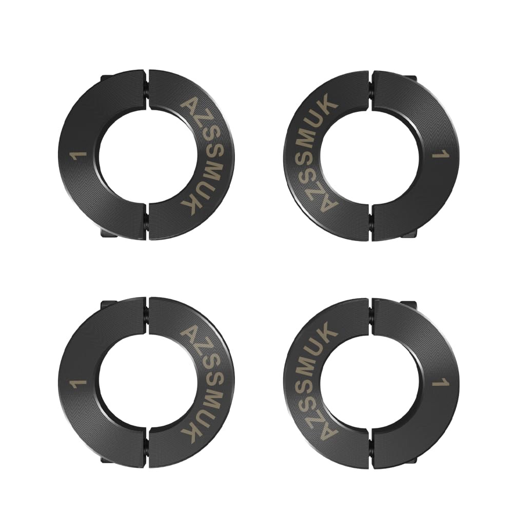 Split Shaft Collar 1 Inch Bore Black Oxide Set Screw Style 4 Pack Clamp