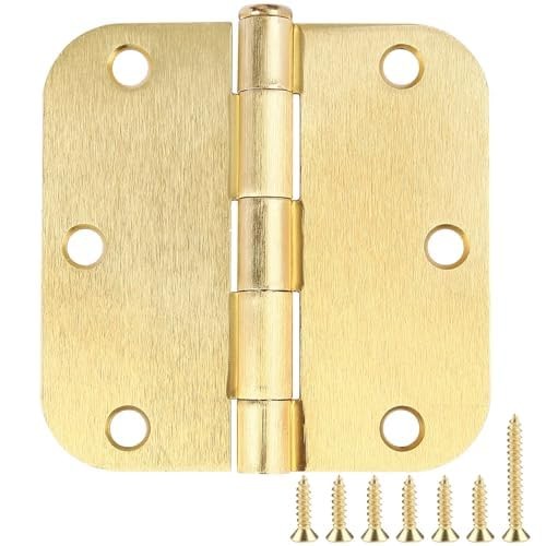 12 Pack Brass Interior Door Hinges 3.5" x 3.5" 5/8 Radius