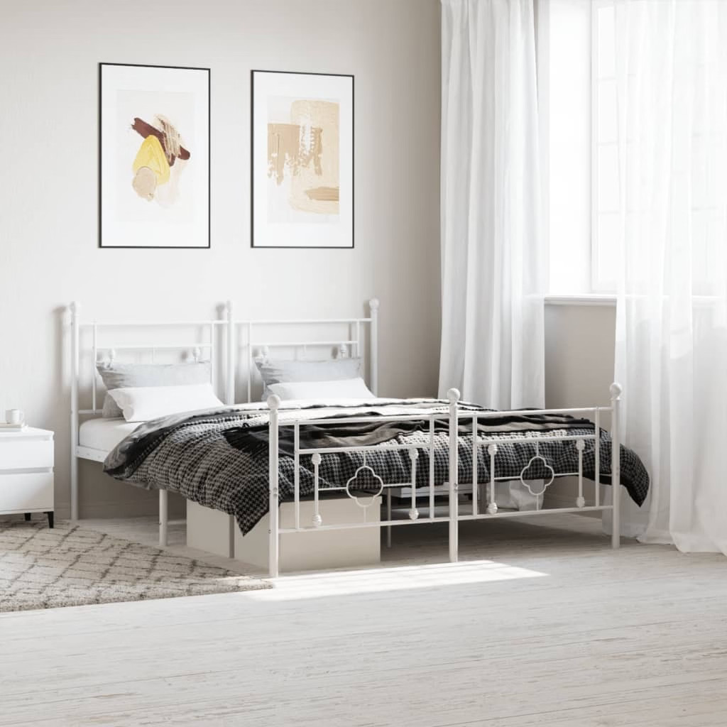 Bed Frame White Powder-coated steel King Size Bed Frame