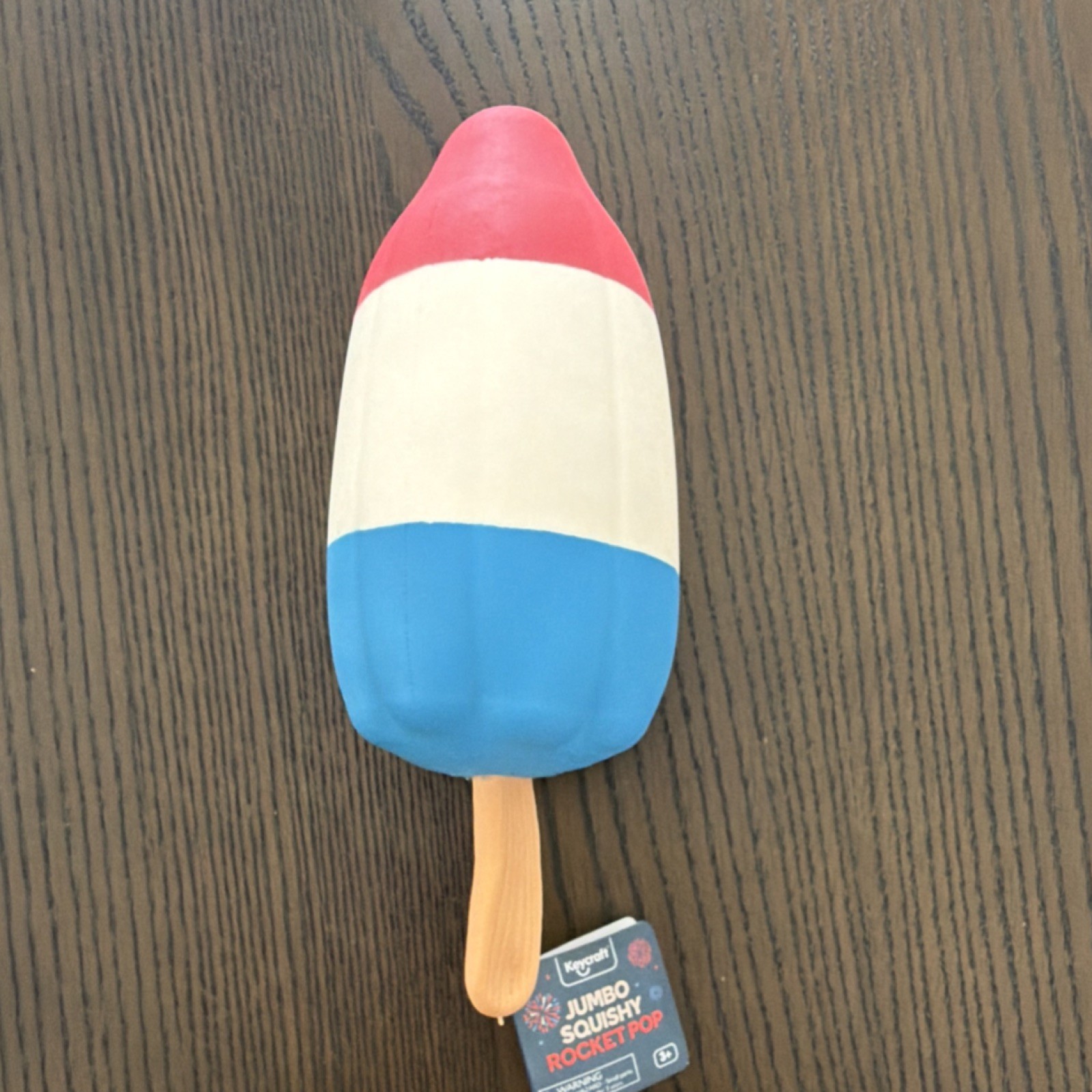 Keycraft Jumbo Squeeze Rocket Pop Squishy Tear-Resistant Red White Blue Beige
