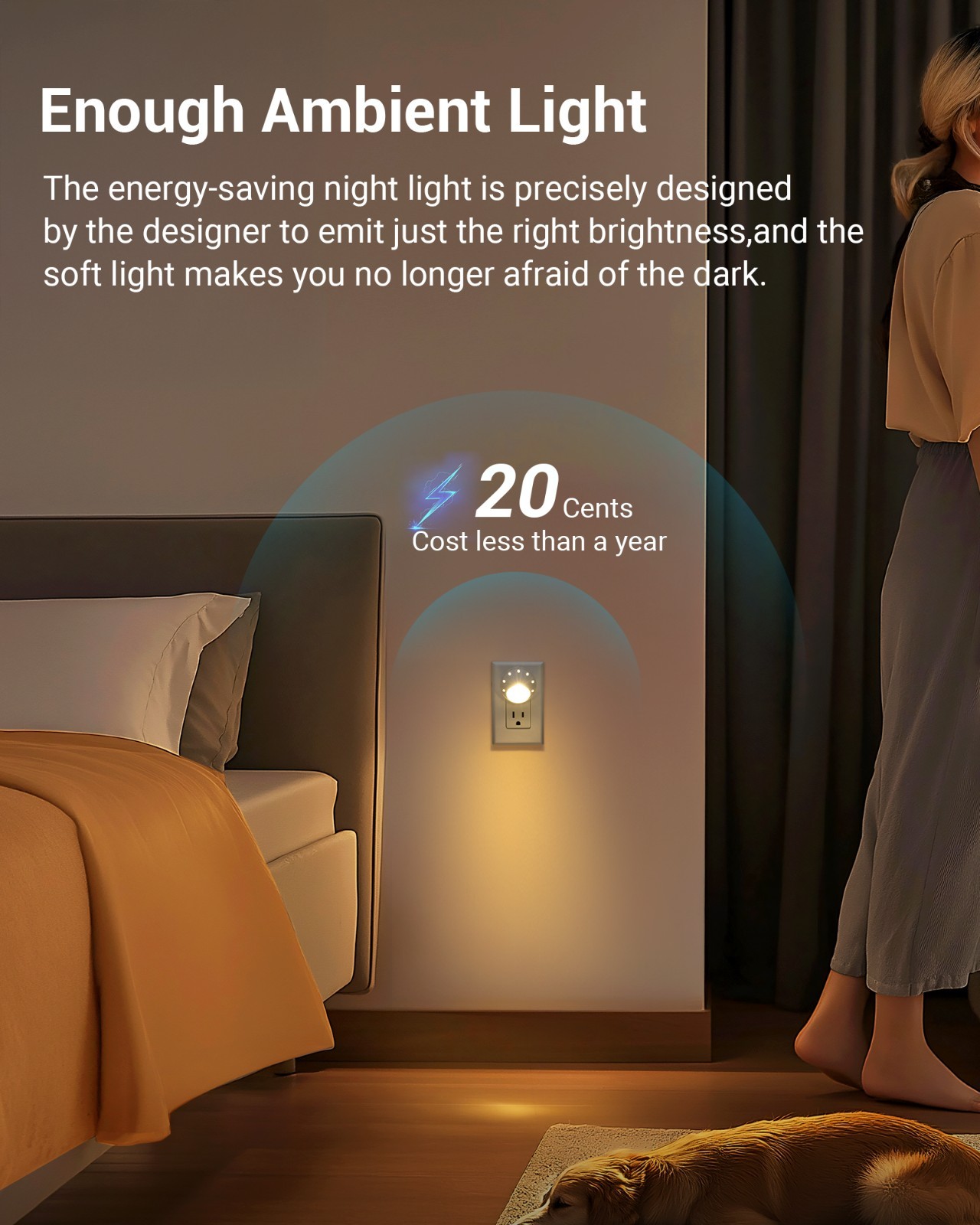 DEWENWILS 6-Pack Plug in LED Night Light for Hallway, Stairs, Bathroom, Nursery