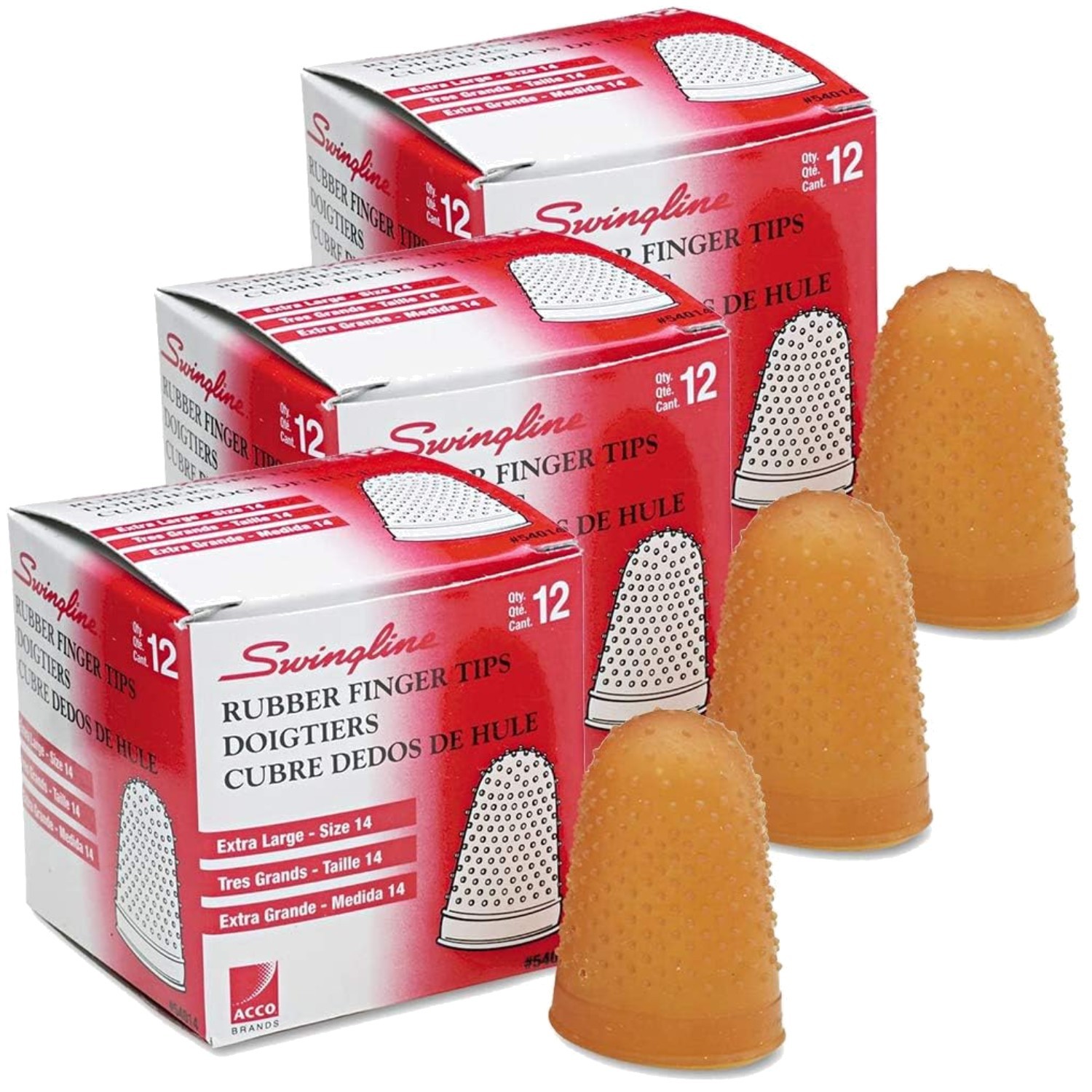 Large Rubber Finger Tips, Size 14, X-Large, Amber