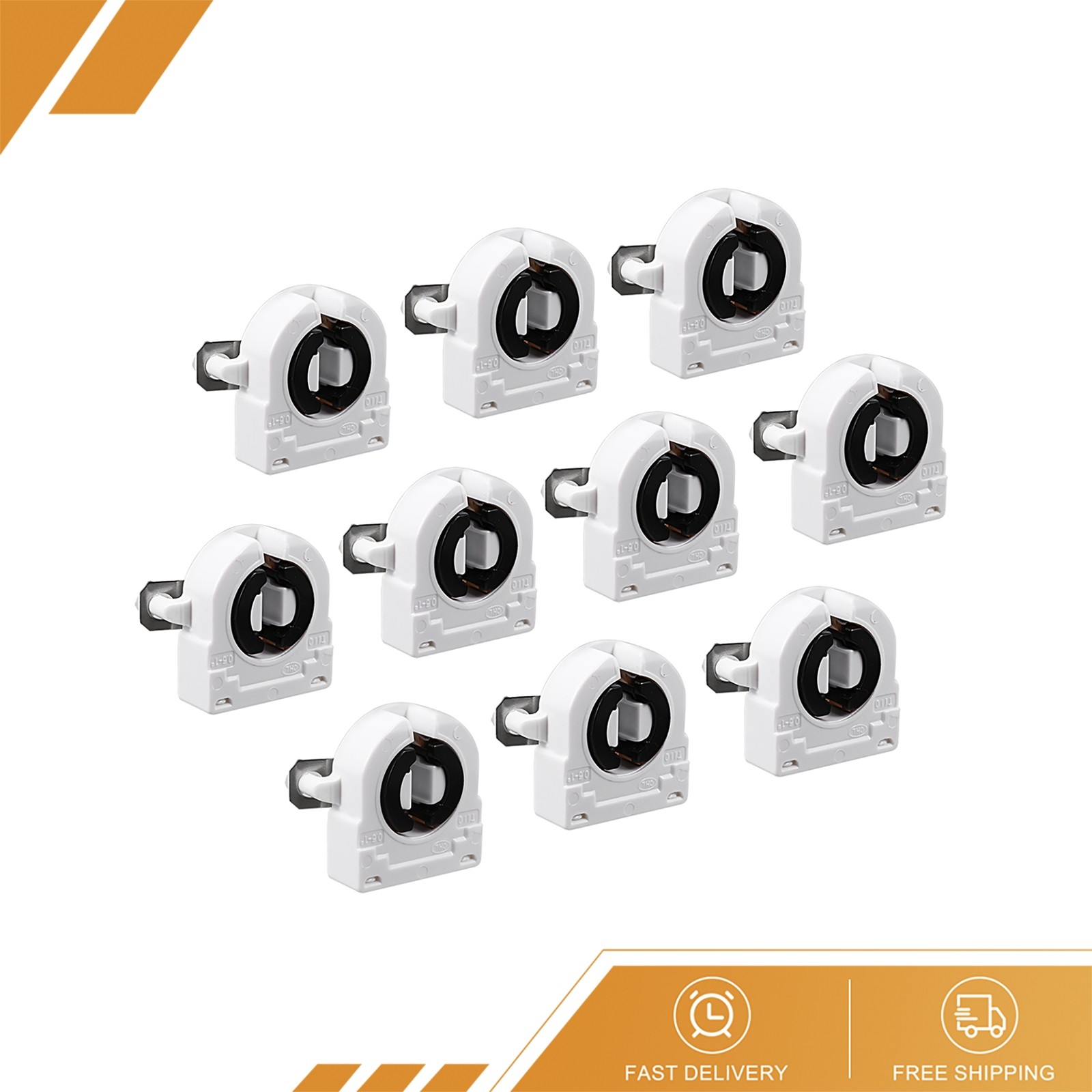 10 PCS 2A T8 Socket G13 Base Fluorescent Lamp Holder Light Accessory, White