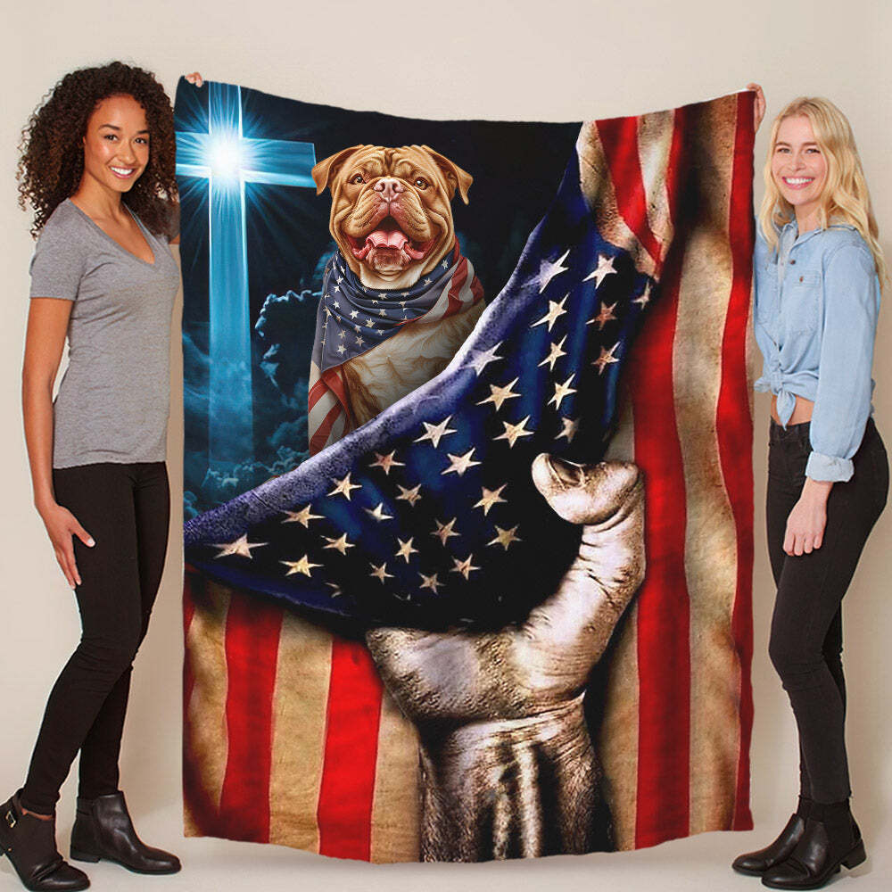 Cute Douge de Bordeaux Dog Patriotic Flag USA Blanket Christmas Gift Dogs Lover