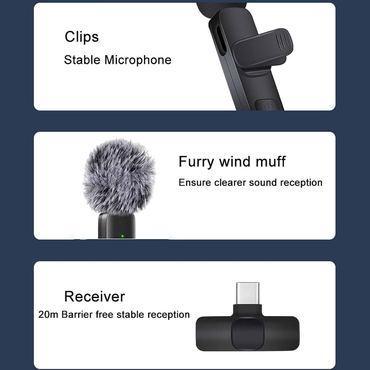 2 Microfono Pequeño Mini Inalambrico Para Celular Android Tipo C Reduccion Ruido