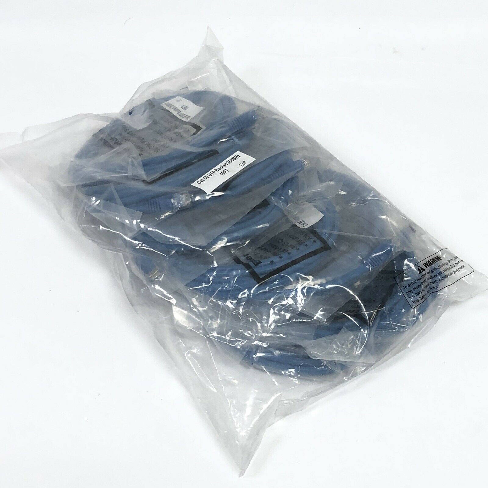 10 Sealed 12P 10FT CAT5E Ethernet Patch Cables New Blue See Photos