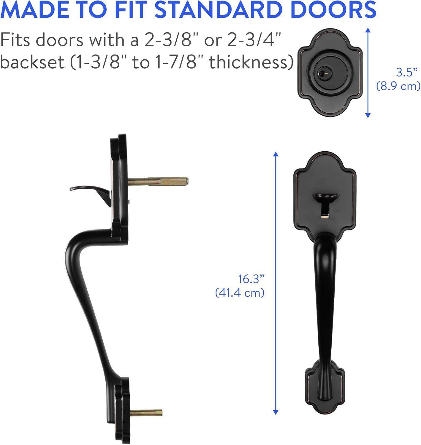 - Front Door Lock and Handle with Deadbolt - Set Includes Installation Template,