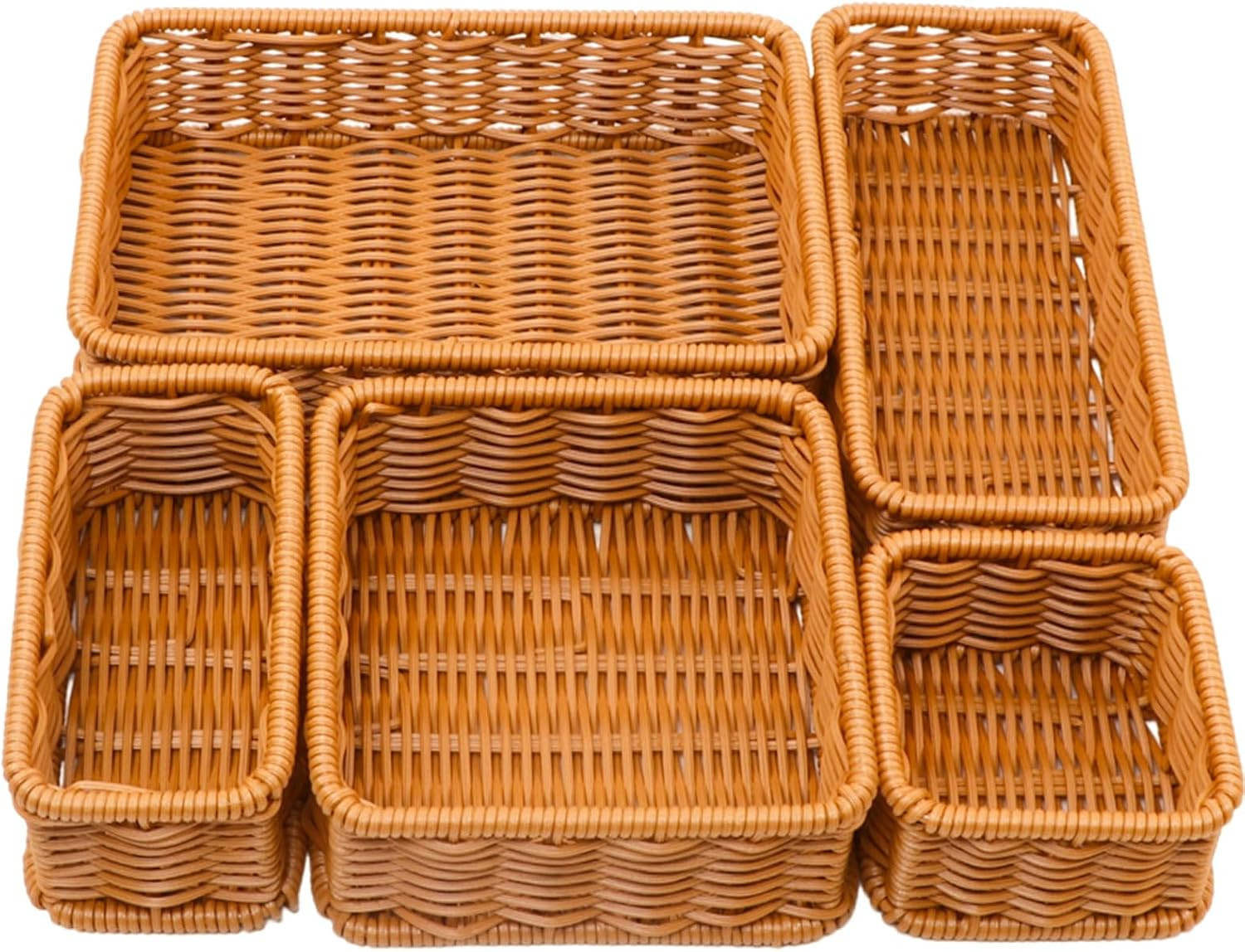 Drawer Organizers- Plastic Rattan Storage Trays for Bedroom, Bathroom, Kitchen,