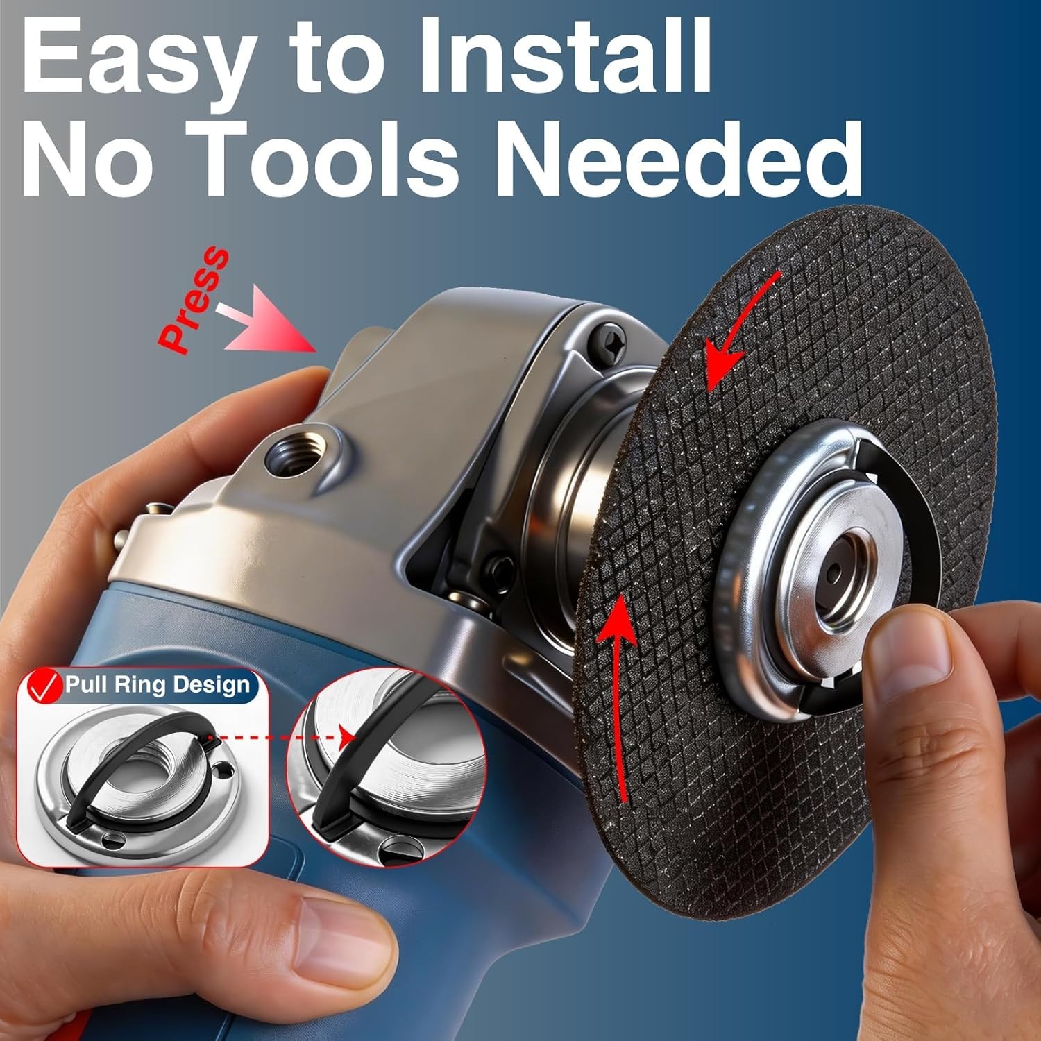 2-Pack 5/8"-11 Angle Grinder Flange Nuts, Tool-Free Quick Release Locking Kit, S