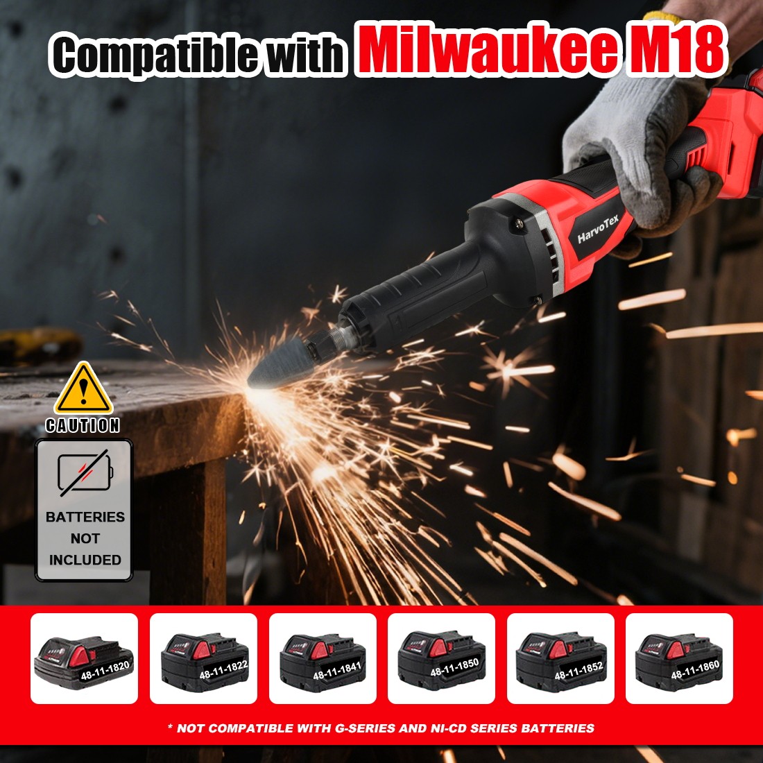 Cordless Die Grinder for Milwaukee 18V Battery Variable Speed Brushless ToolOnly